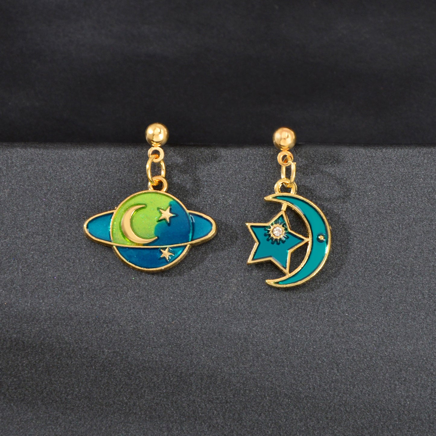 Asymmetrical Star Moon Planet Dangle Earrings Women Festival Social gatherings Jewelry