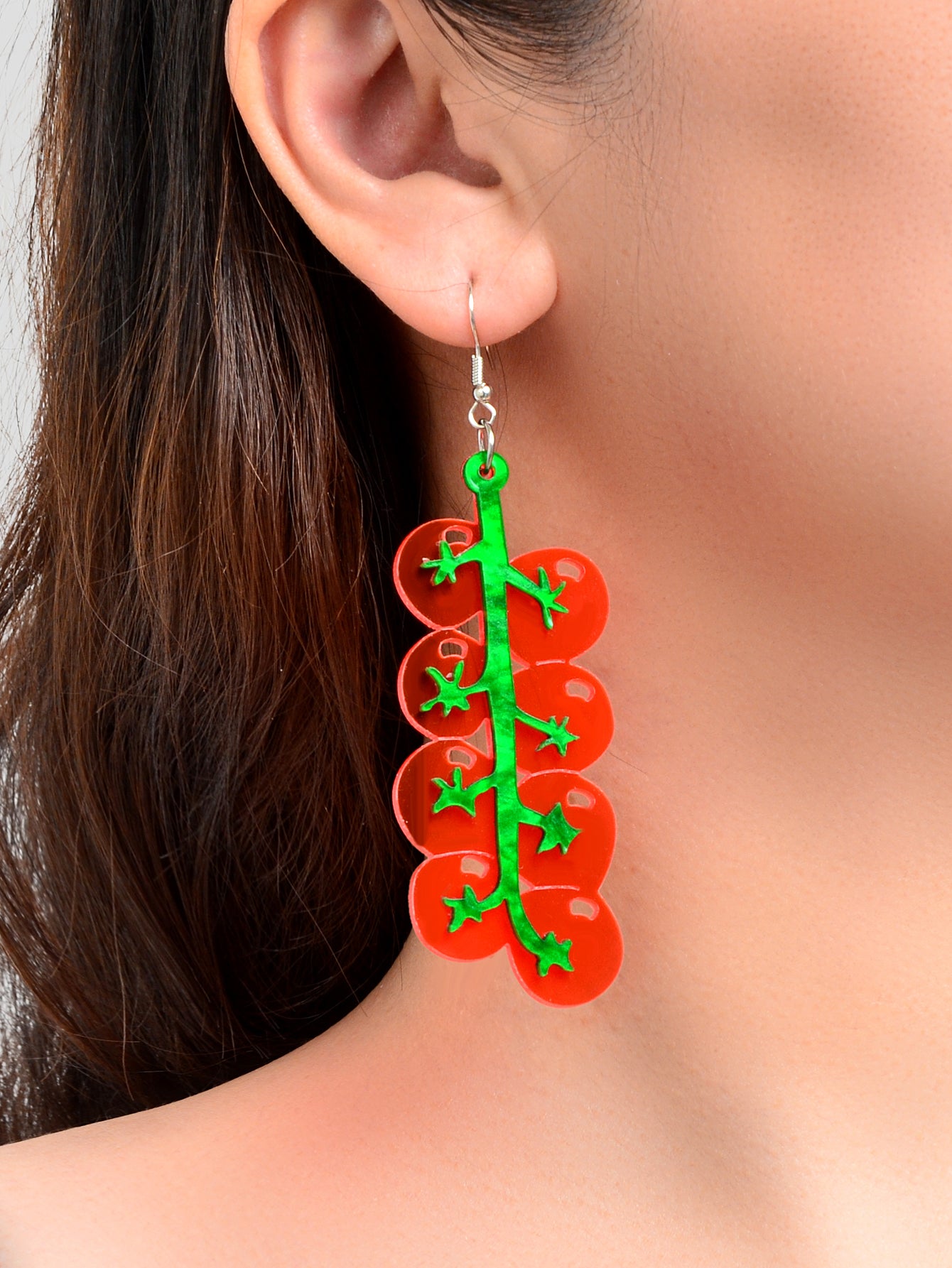 Red Acrylic Tomato Large Dangle Earrings Girl's Personality Creative Accessories