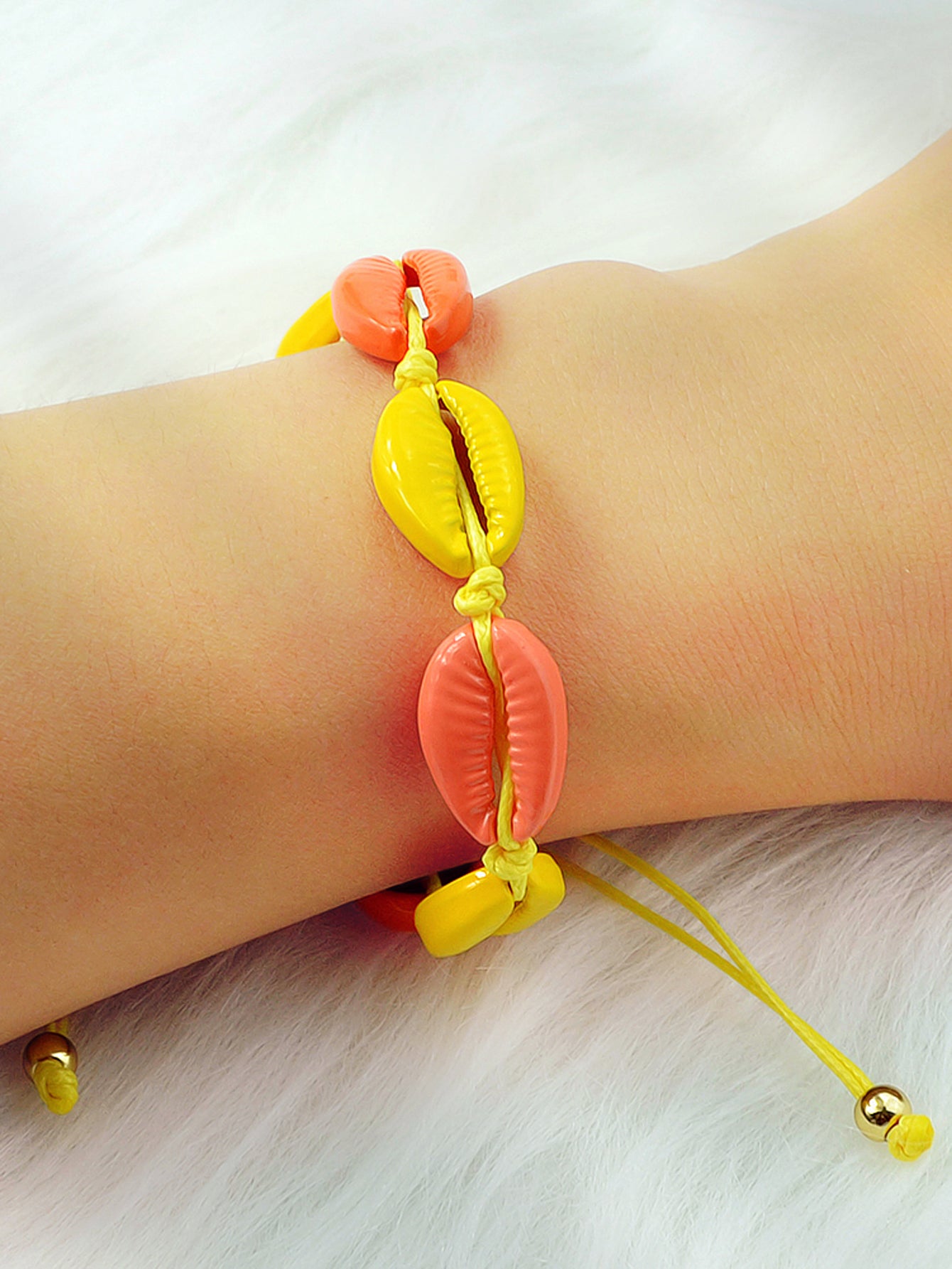 Ethnic Jewelry Colorful Enamel Shell Shape Adjustable Braided Bohemian Bracelet