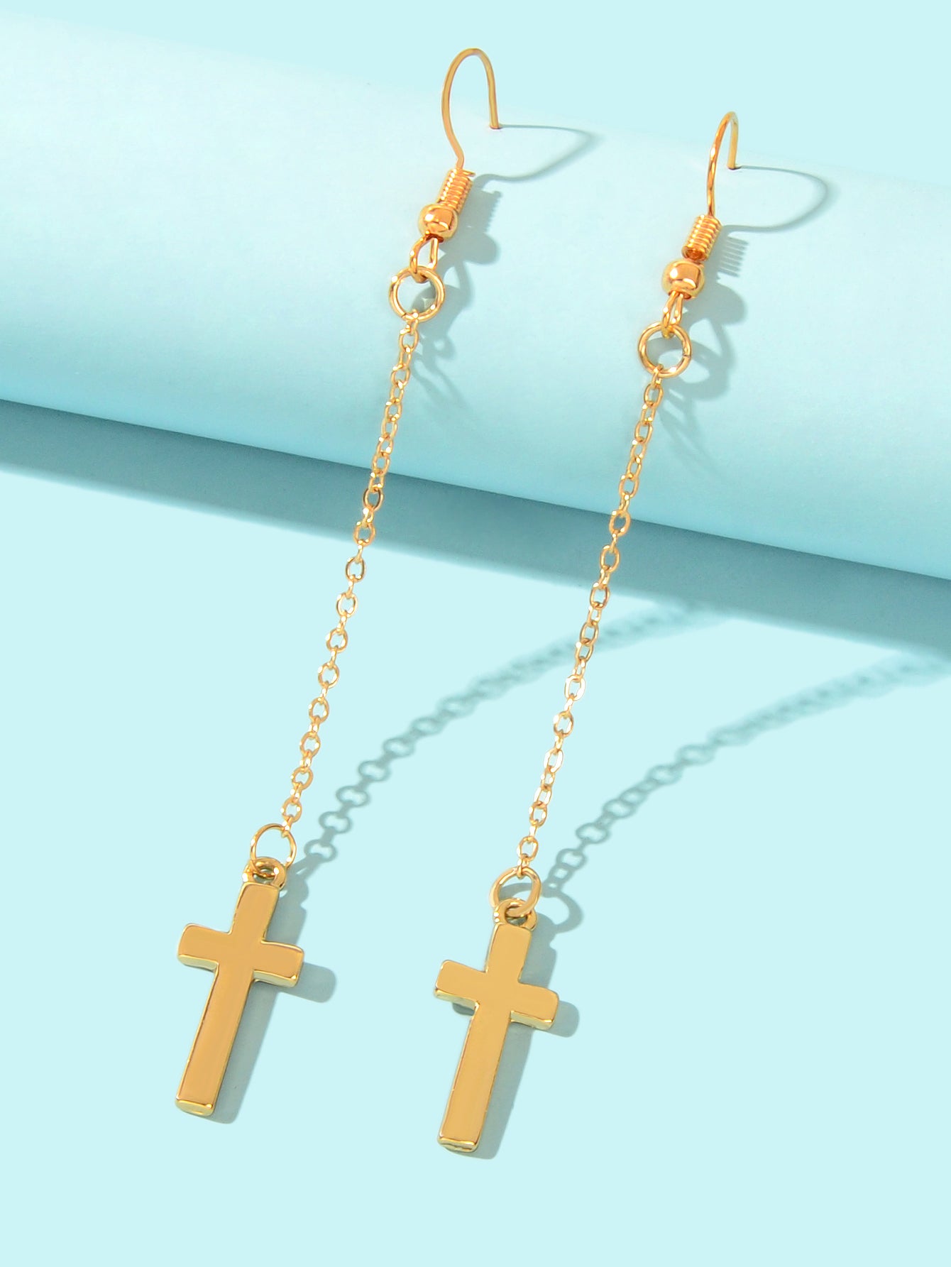 1 Pair Exquisite Long Tassel Cross Charm Earrings Fringe Chain Xmas Ear Jewelry