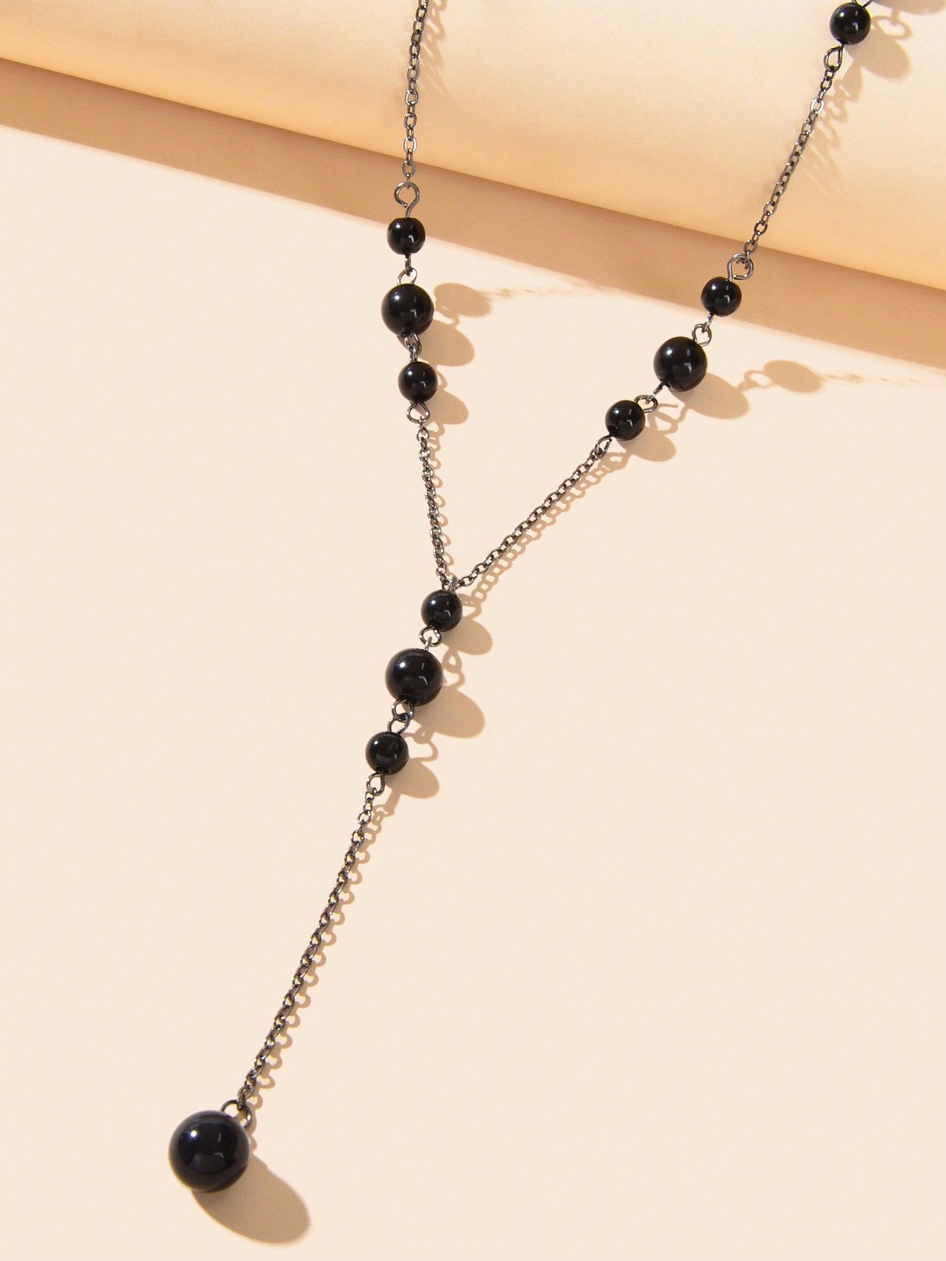 Pearl Decoration Long Gold Chain Y Shape Pendant Clavicle Necklace Teens Collar
