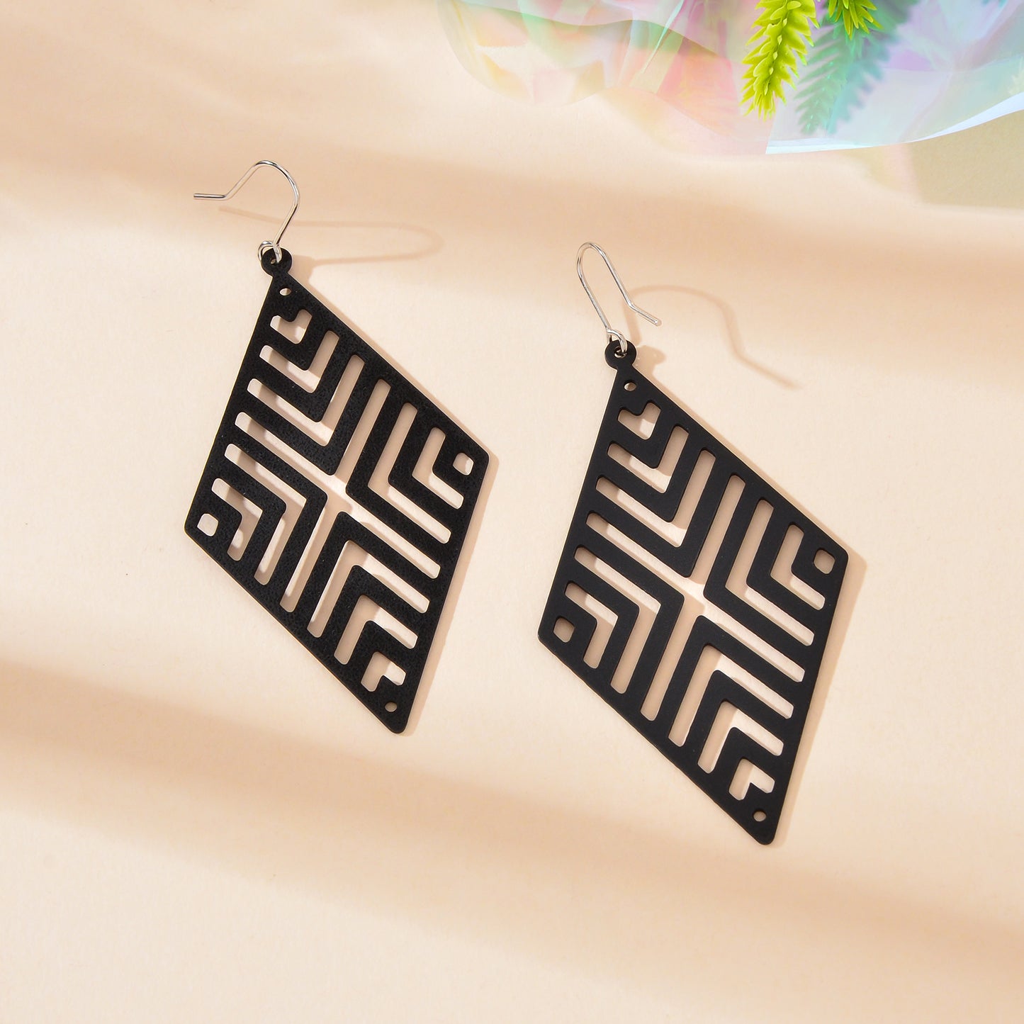Stylish Cutout Geometric Pendant Earrings Contemporary Hollow Modern Jewellery
