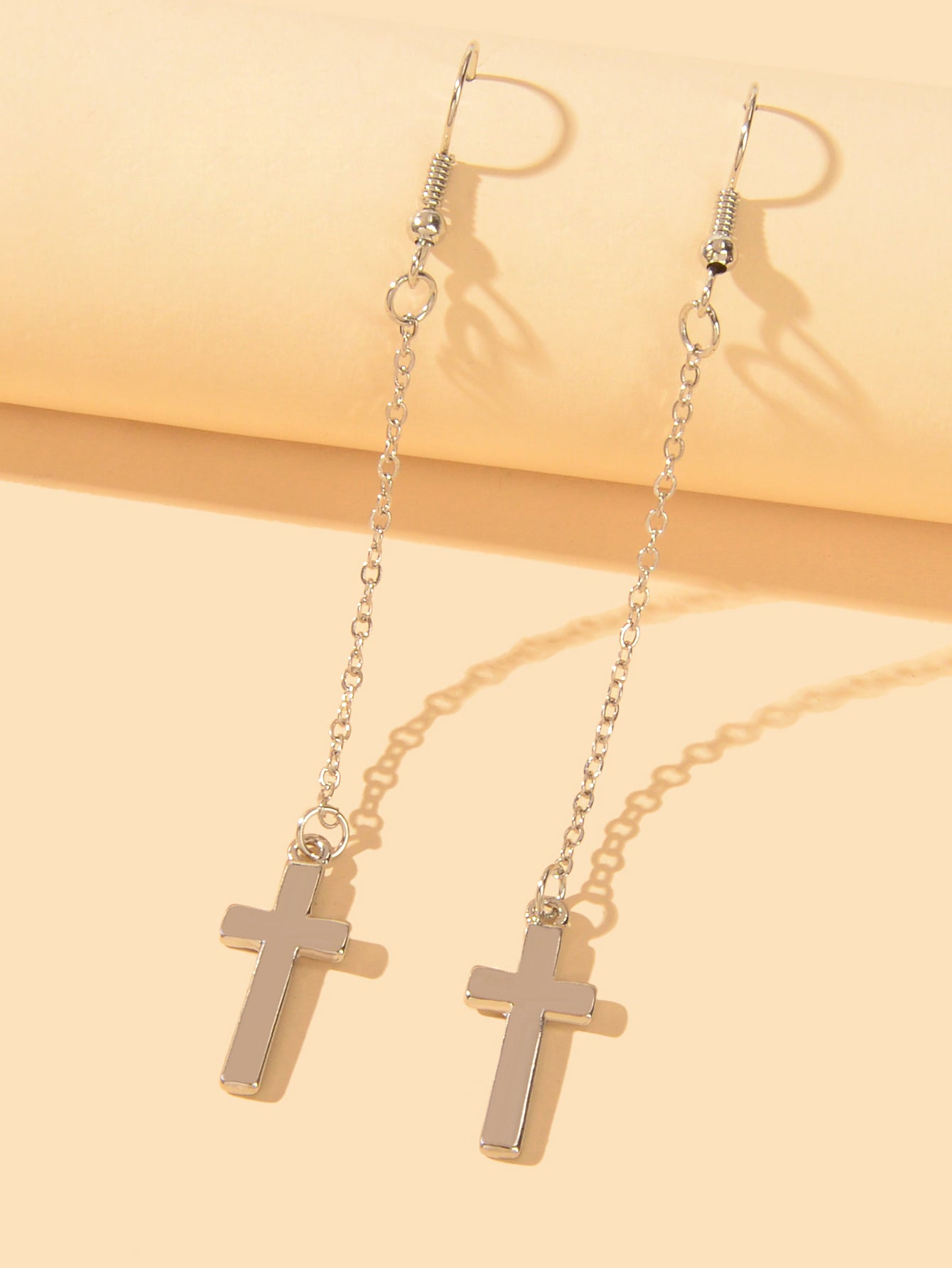 1 Pair Exquisite Long Tassel Cross Charm Earrings Fringe Chain Xmas Ear Jewelry