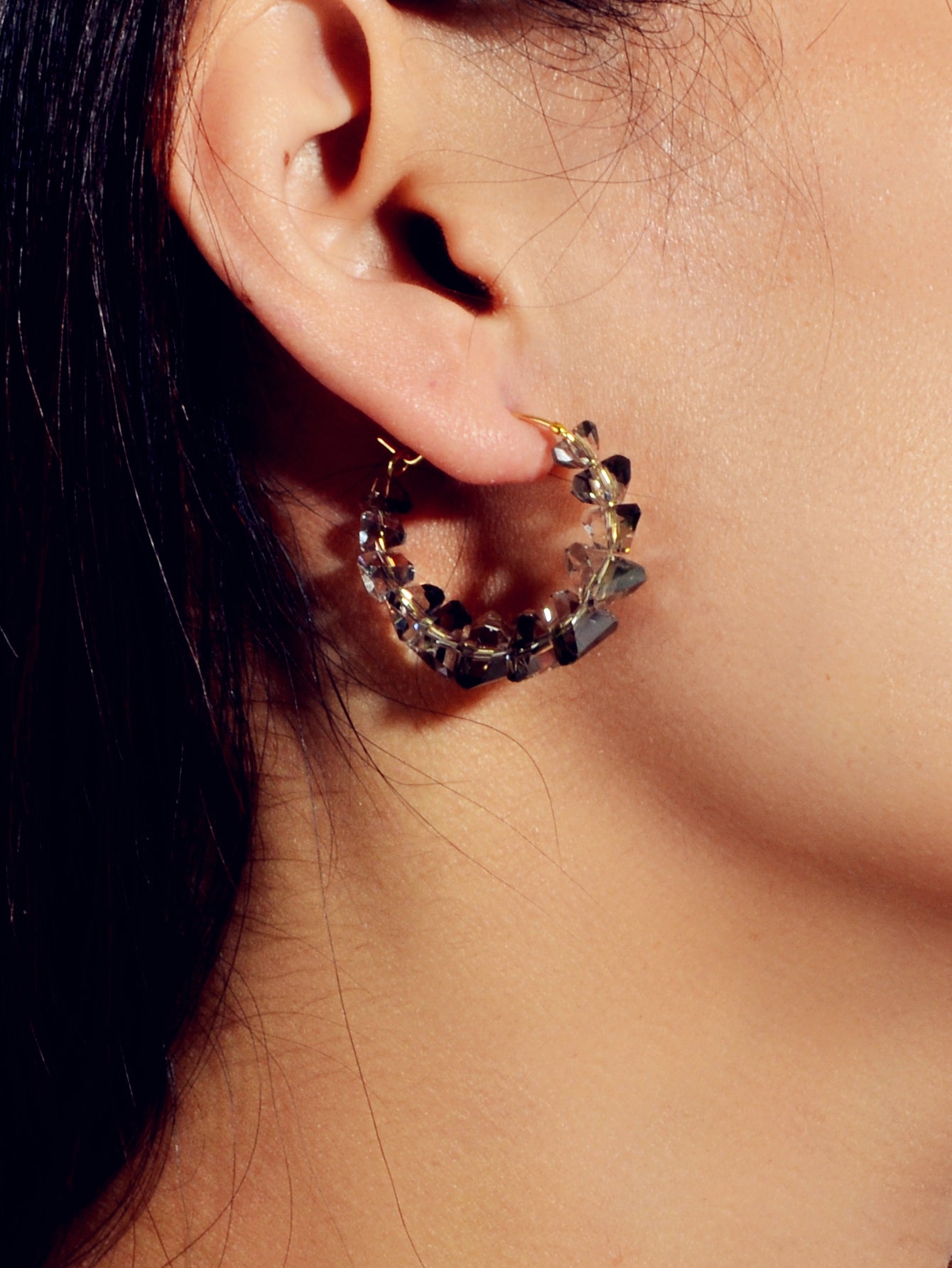 Ladies Jewellery Transparent Acrylic Beads Hoop Dangle Earrings Party Decoration