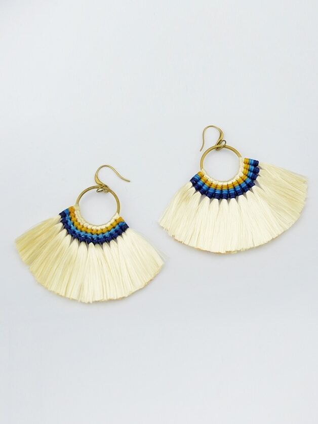 Ethnic Traditional Jewellery Colorful Tassel Fan Shape Dangle Bohemian Earrings