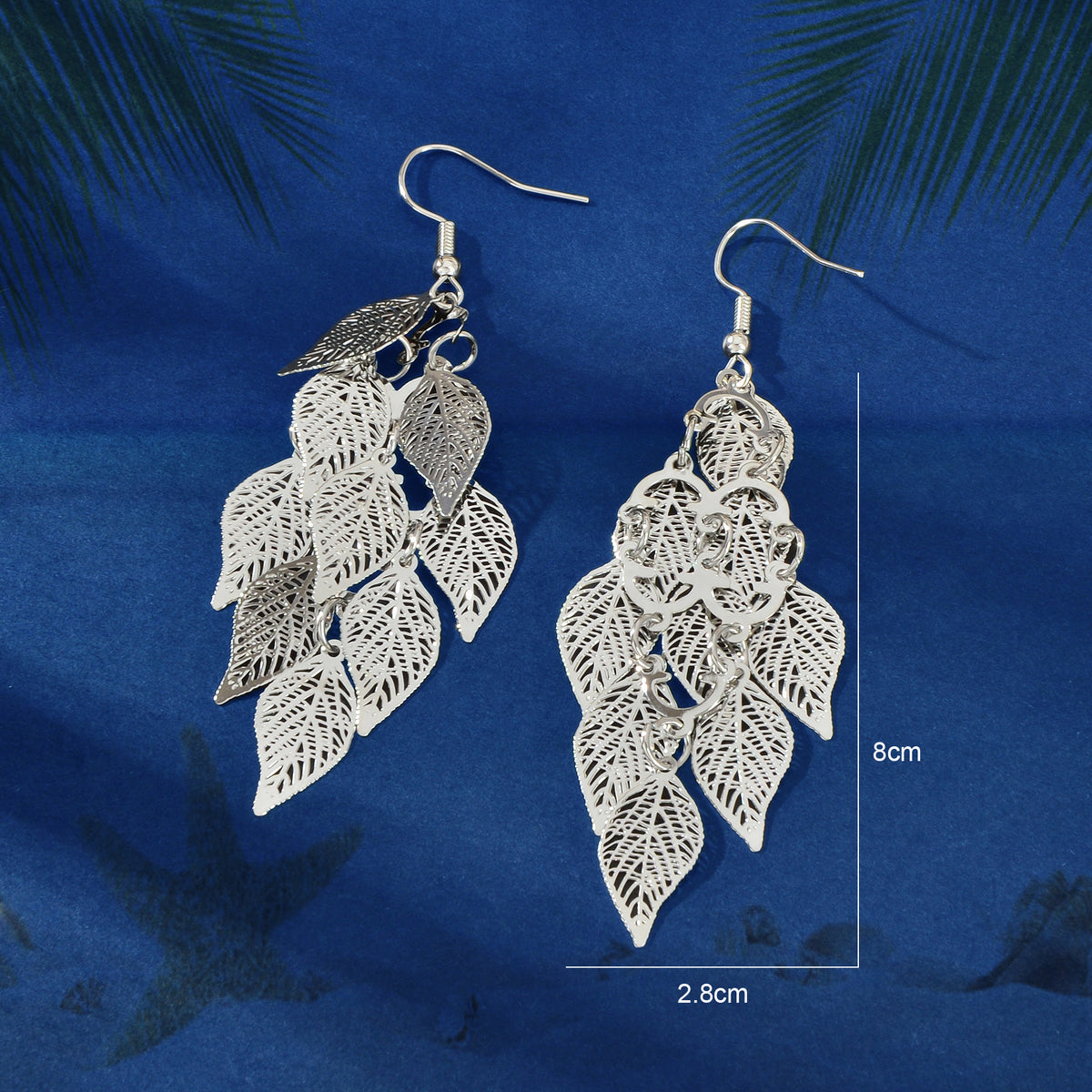 AU Local Bohemian Colorful Hollow Layered Leaf Stacks Hook Drop Dangle Earrings