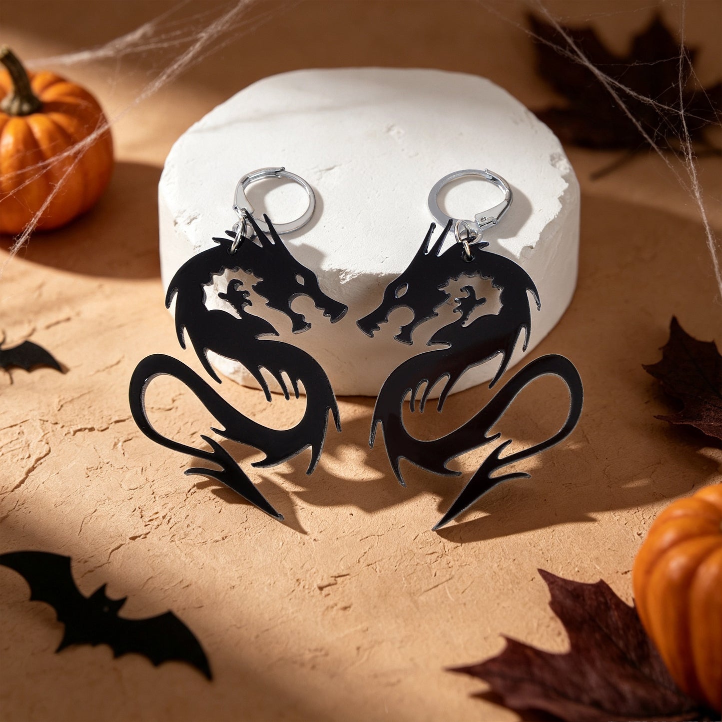 Halloween Acrylic Dragon Dangle Hoop Earring Gothic Spooky Party Cosplay Jewelry