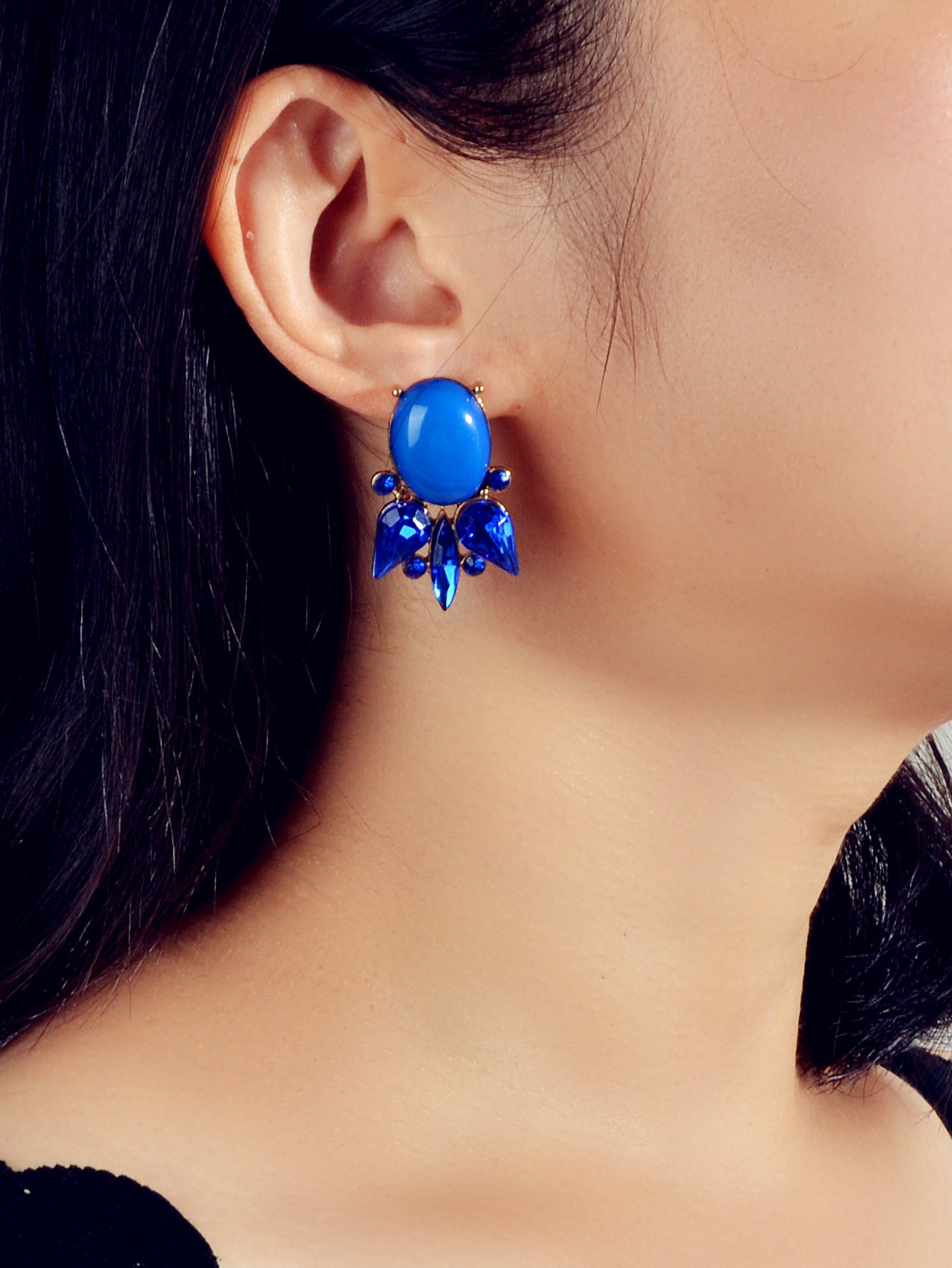 Retro Style Colorful Crystal Geometric Stud Earrings Party Fesvital Jewelry Gift