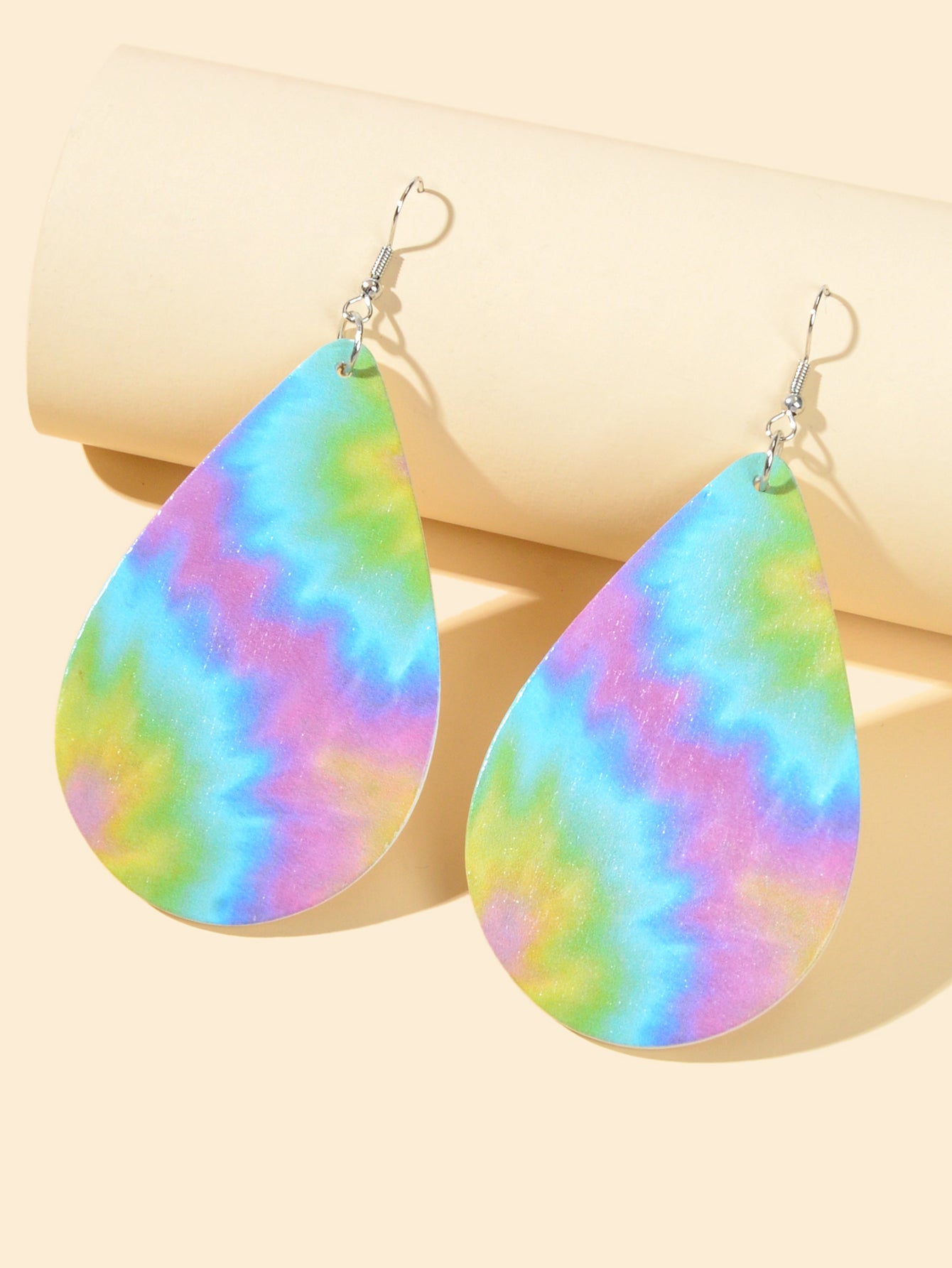 Bohemian Ethnic Style Geometric Pattern Wood Water Drop Dangle Holiday Earrings