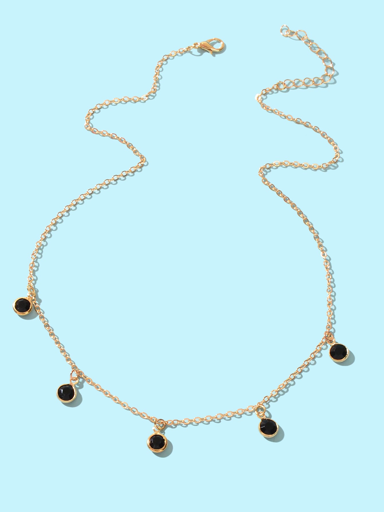 Fashion Party Accessories Gold Chain Black Beaded Charm Clavicle Collar Necklace