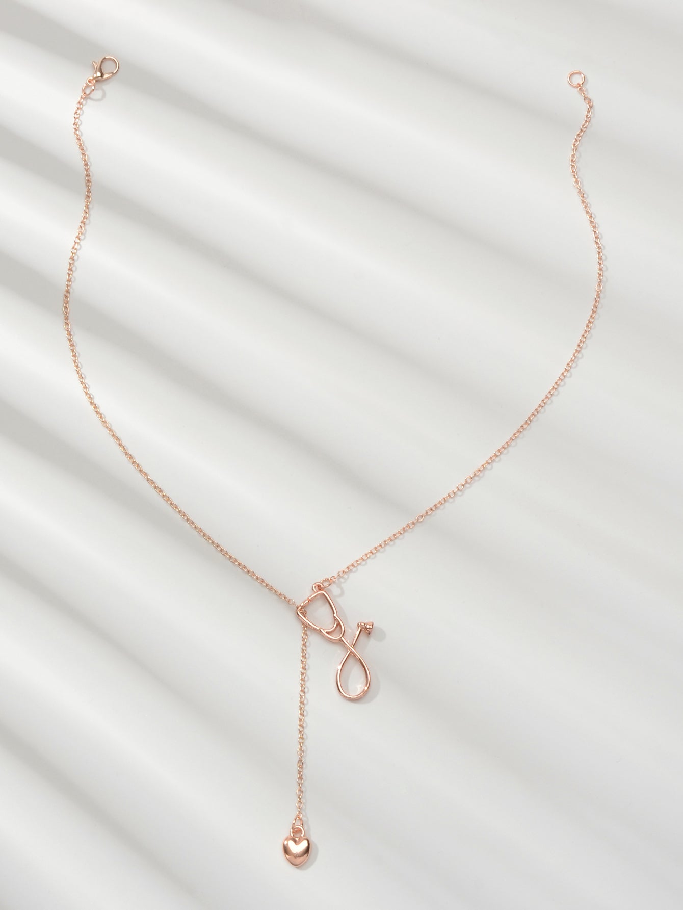 Minimalist Jewelry Trendy Gold Silver Stethoscope Heart Pendant Y shape Necklace