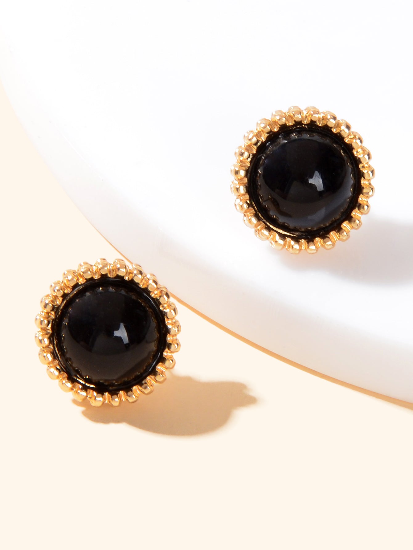 Women Dainty Gifts Gold Silver Plated Pearl Round Stud Wedding Bridal Earrings
