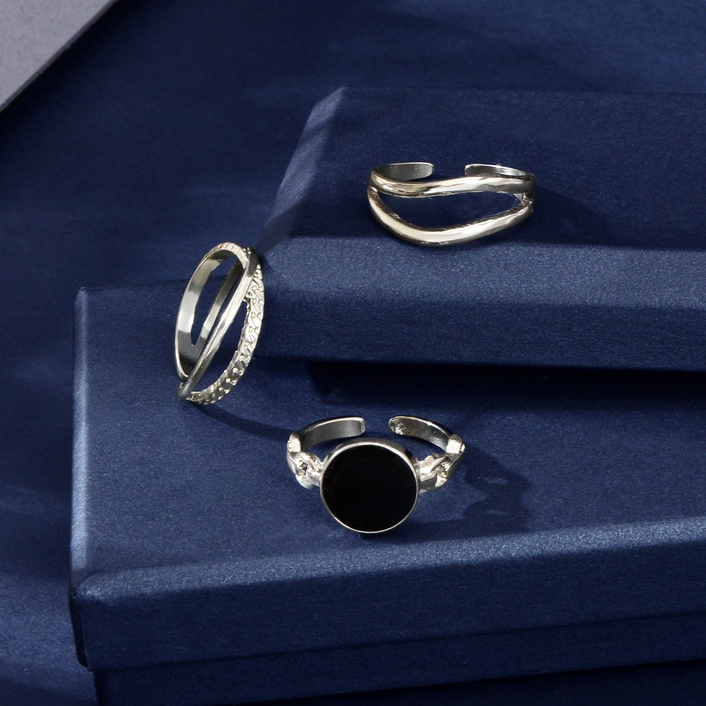3 pcs Minimalist Round Eanmel Stackable Multiple Knuckle Midi Finger Ring Set