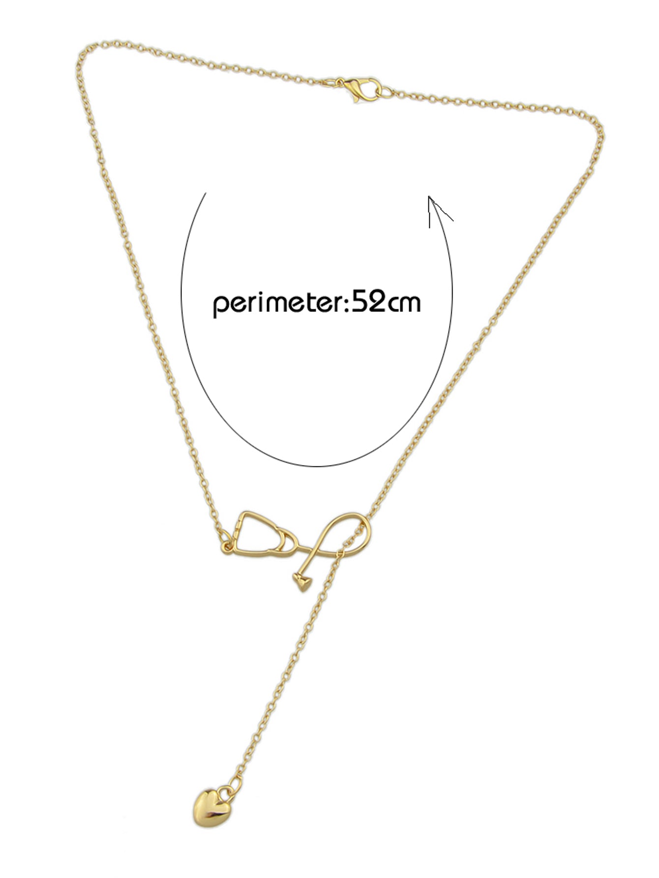 Minimalist Jewelry Trendy Gold Silver Stethoscope Heart Pendant Y shape Necklace