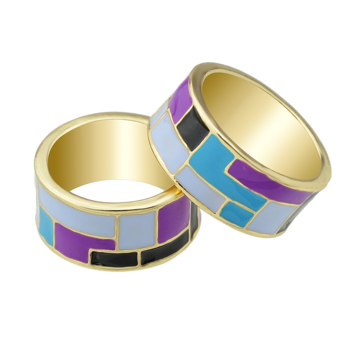 1pc Ethnic Traditional Jewellery Colorful Geometric Pattern Bohemian Finger Ring