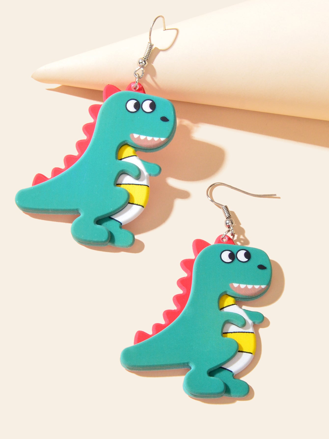 Lovely Cartoon Jewellery Design Green Acrylic Dinosaur Dangle Earrings for Women