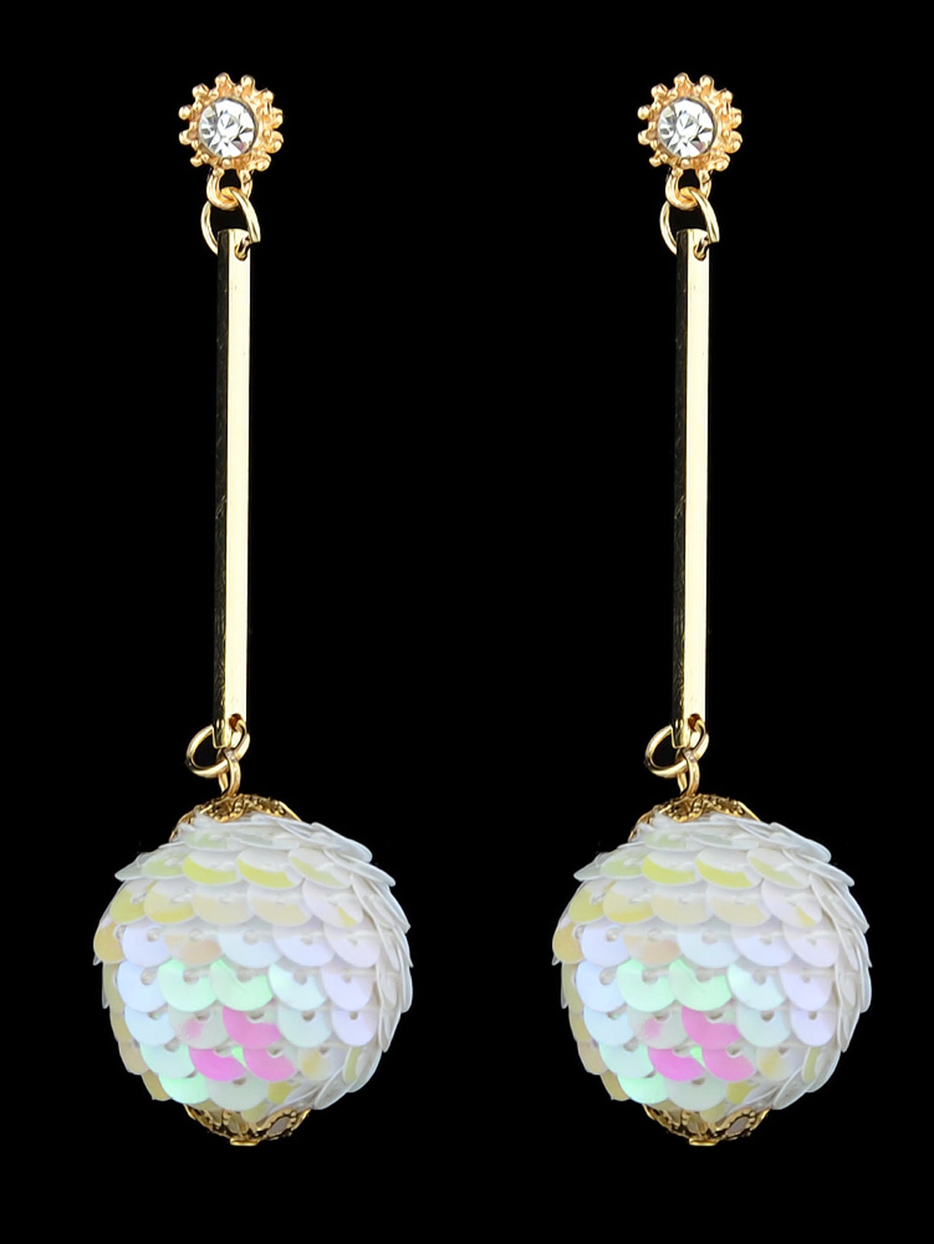 Rhinestone Sequins Ball Charm Pendant Dangle Earrings Women Girl Teens Jewellery