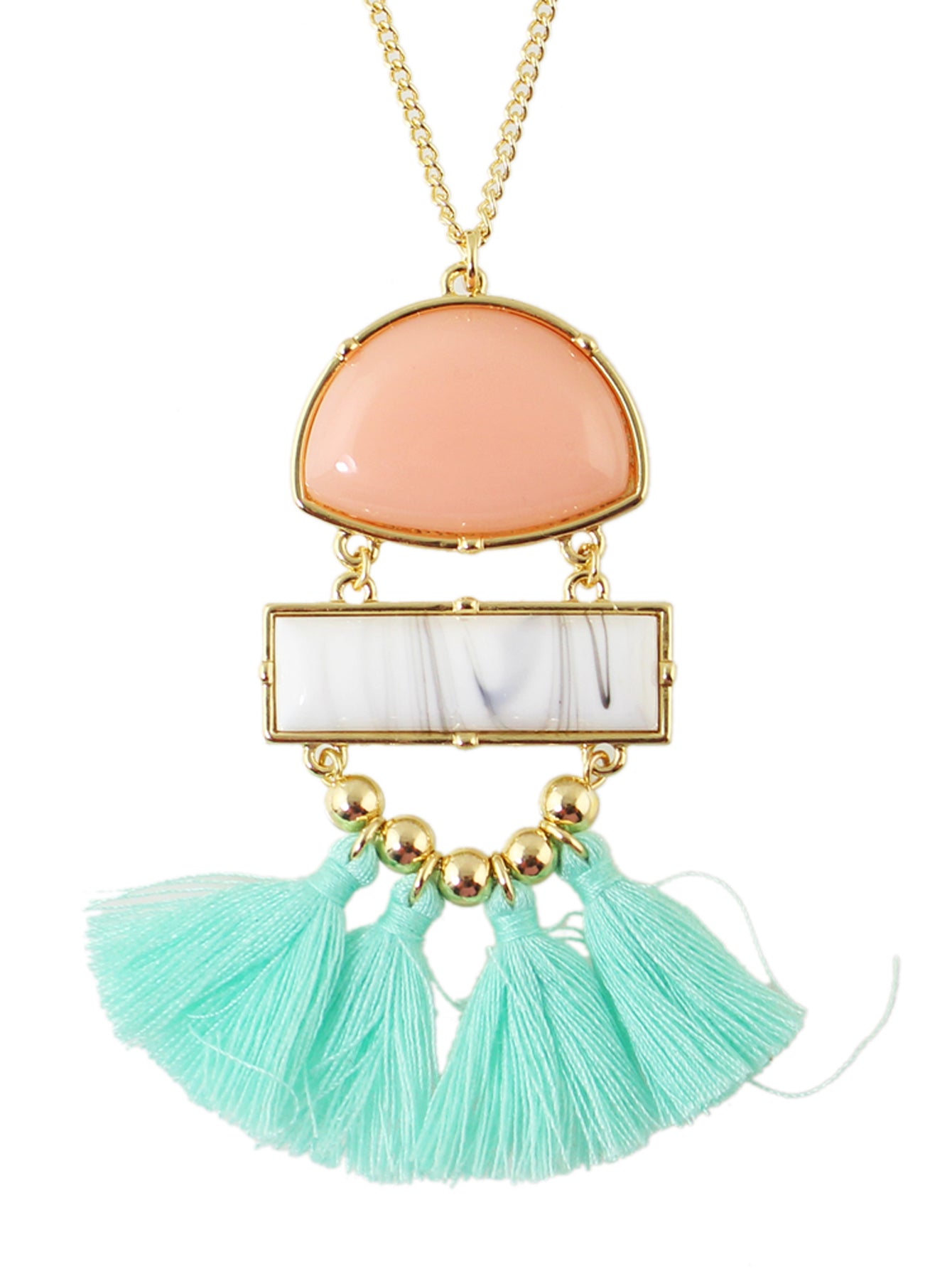Ethnic Jewellery Bohemian Long Gold Chain Geometric Charm Tassel Fringe Necklace