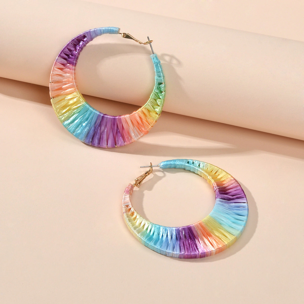 American Jewellery Ethnic Style Candy Color Handmade Braided Hoop Earrings Gift