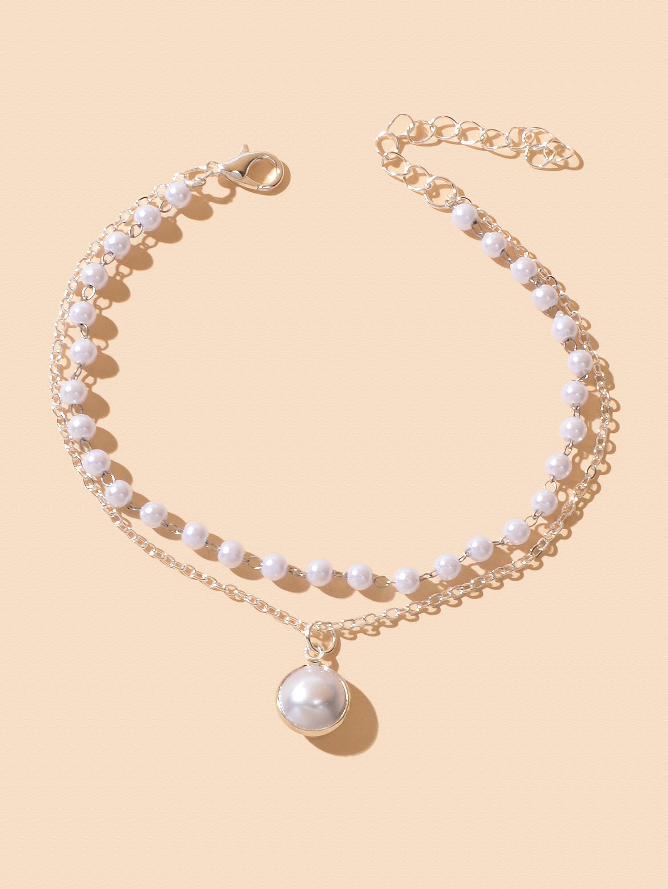 2 Layers Women Gold Pearl Charm Pendant Necklace Boho Statement Beautiful Choker
