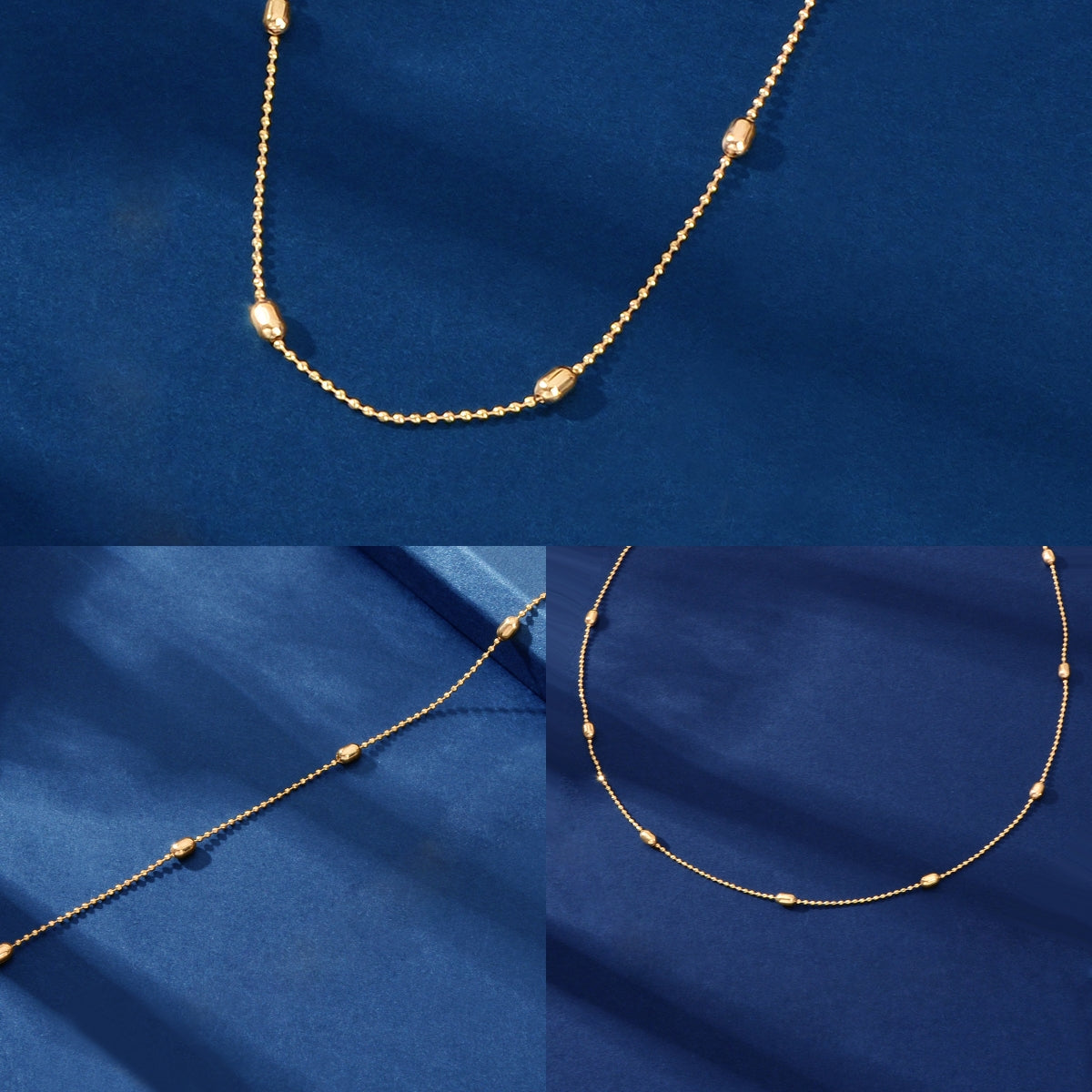 3 pcs Minimalist Jewelry Golden Beads Chain Collar Necklaces set Trendy Accessories