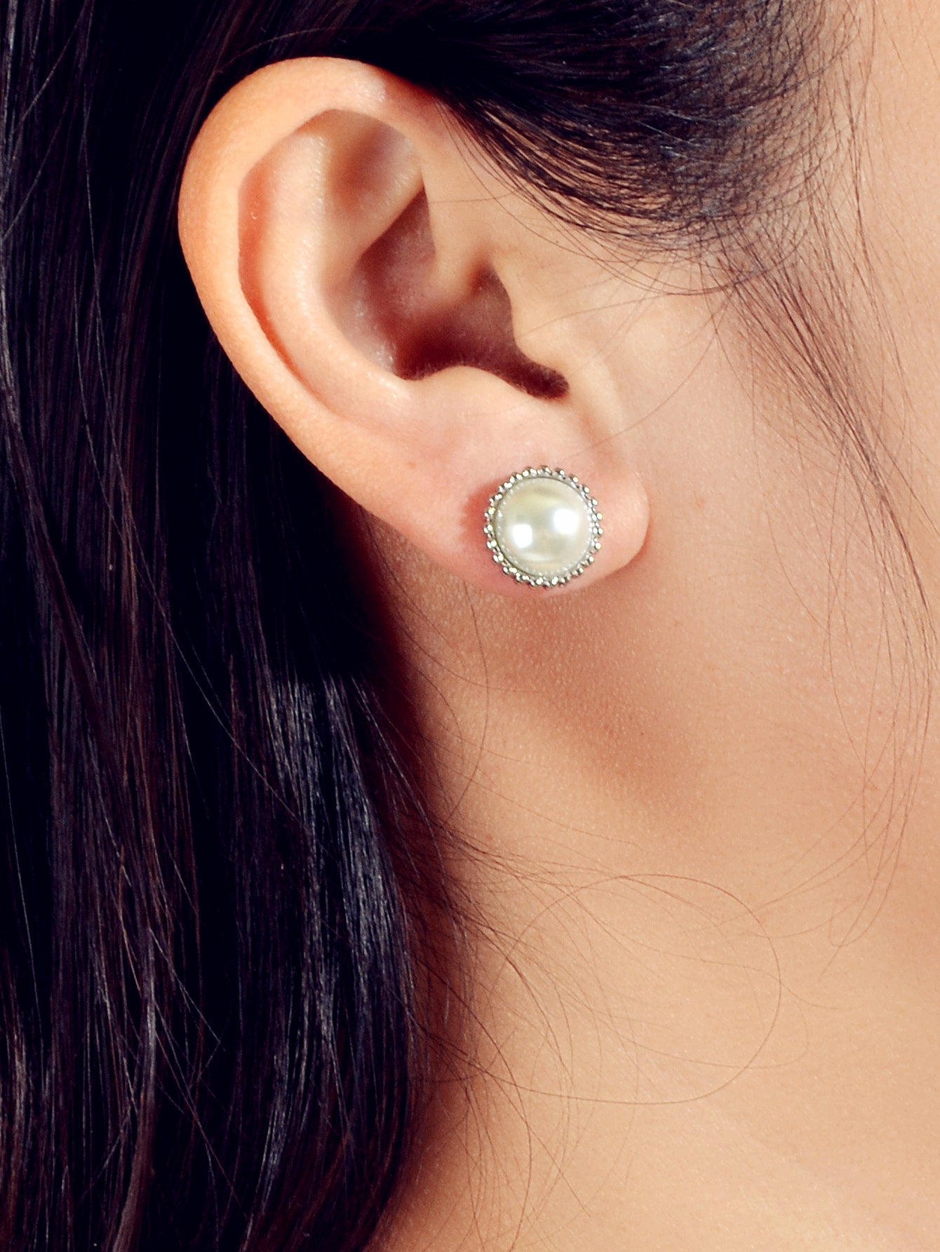Women Dainty Gifts Gold Silver Plated Pearl Round Stud Wedding Bridal Earrings