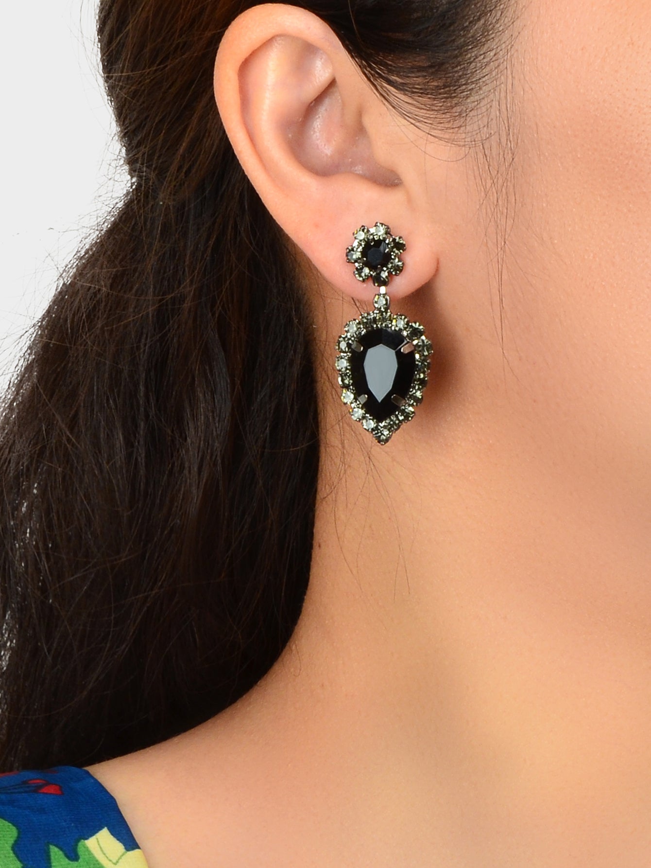 Luxurious Rhinestone Black Water Drop Dangle Earrings Wedding Prom Jewelry Gifts