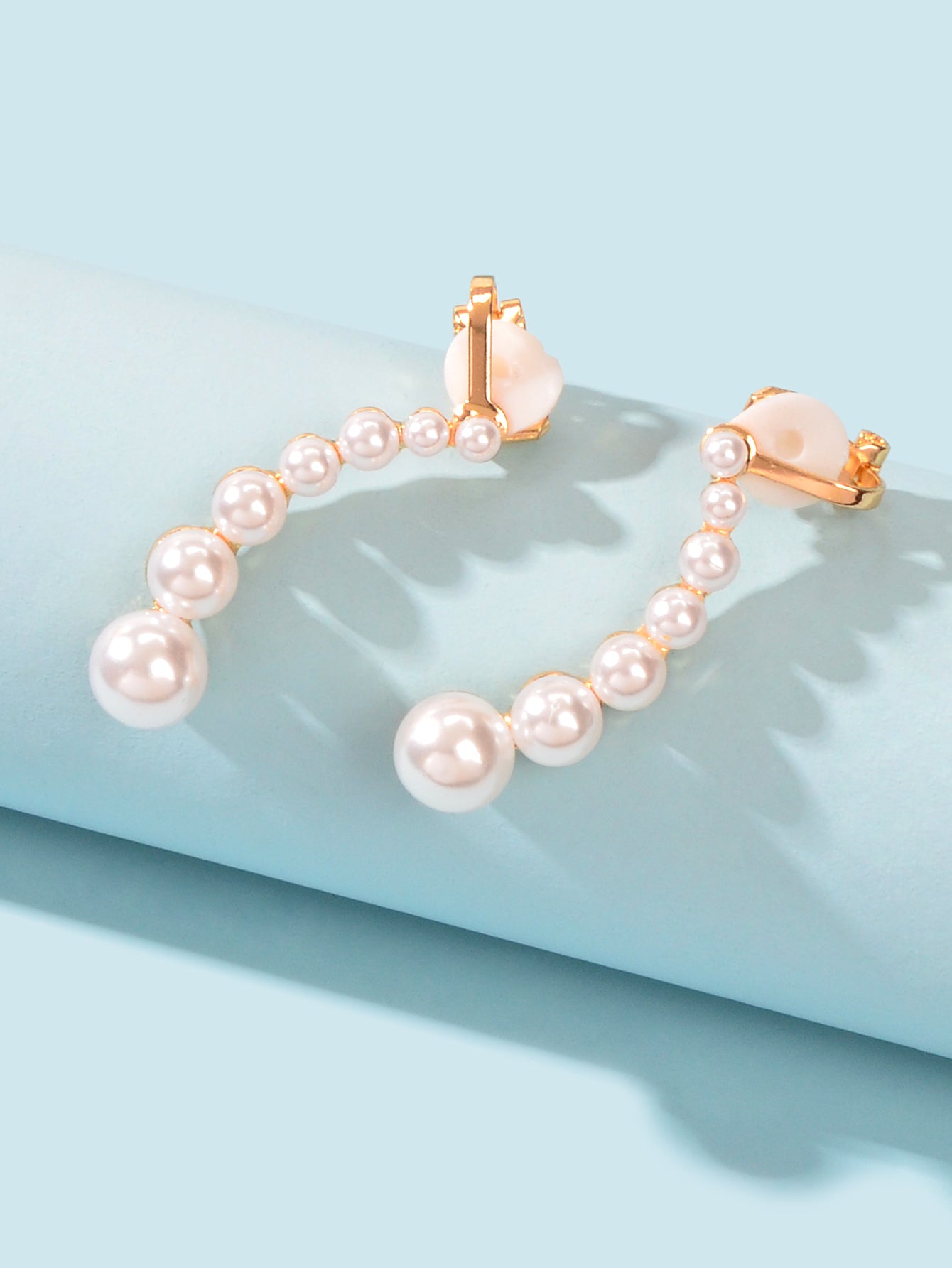Cartilage Jewelry Ear Cuff Pearl Piercing Crawler Climber Stud Earring Ear Clip