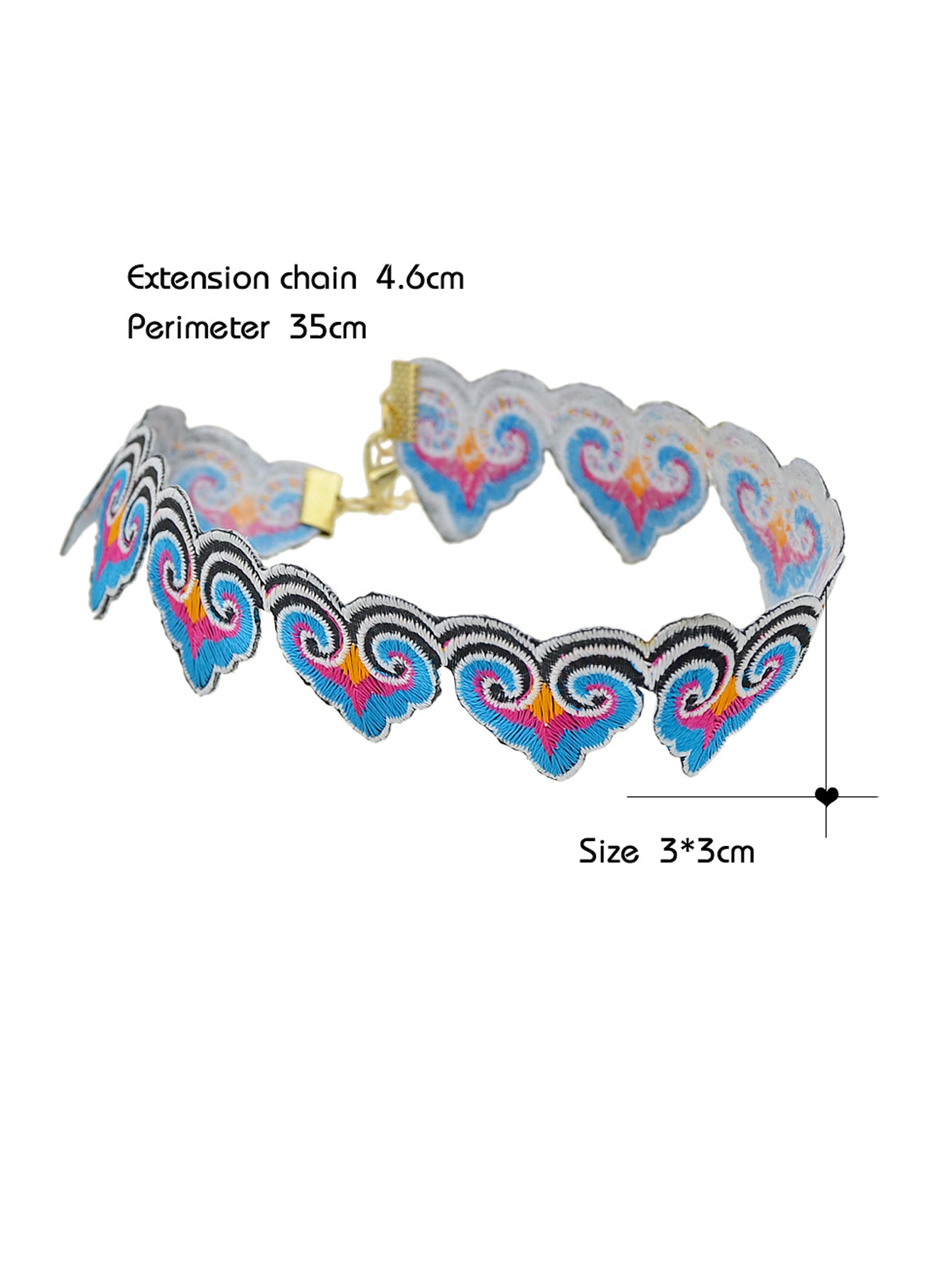 Traditional Jewelry Style Colorful Embroidery Heart Tattoo Choker Women Necklace