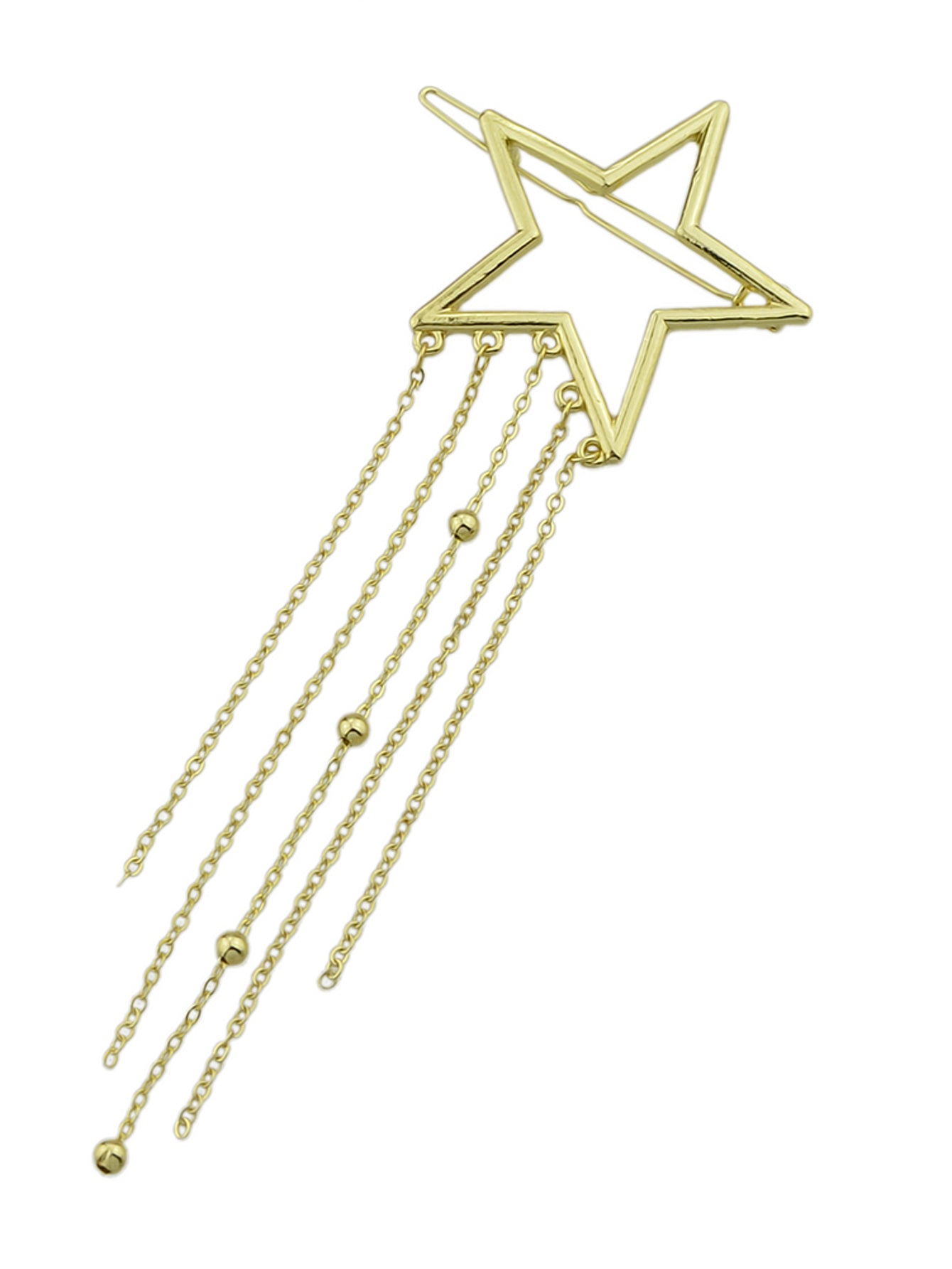 Gold Star Long Chain Tassel Hairgrips Wedding Party Hair Clips Hair Barrettes