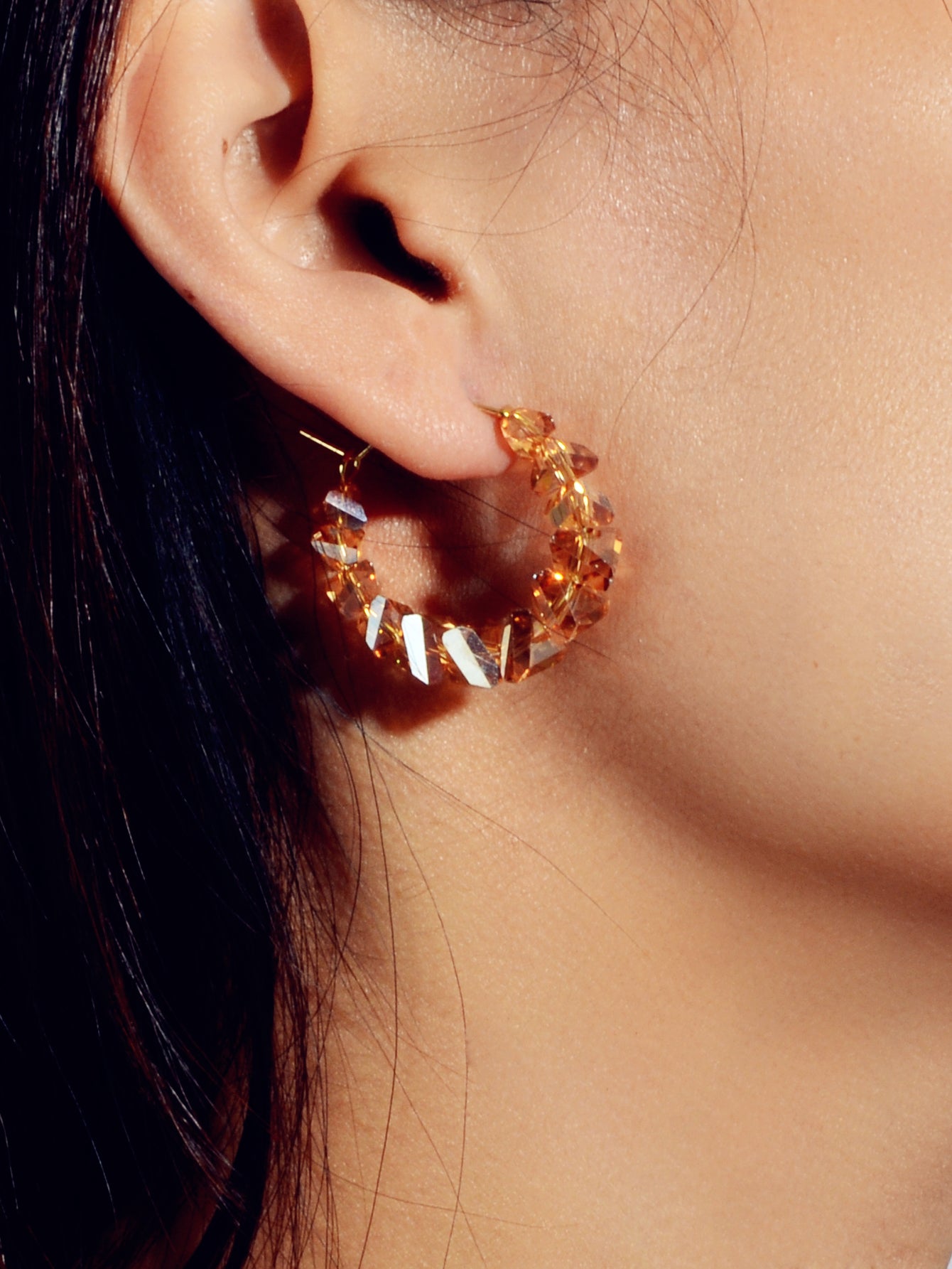 Ladies Jewellery Transparent Acrylic Beads Hoop Dangle Earrings Party Decoration