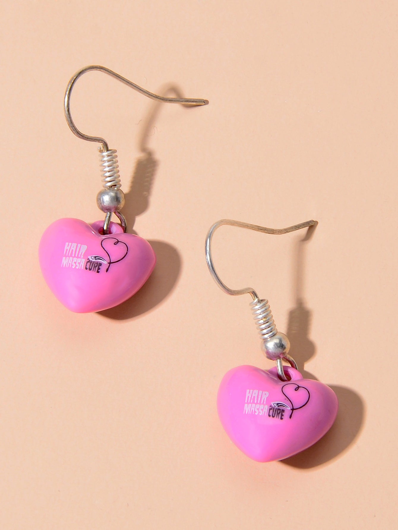 Valentine's Day Women Girl Hotpink Heart Dangle Love Earrings Party Decoration