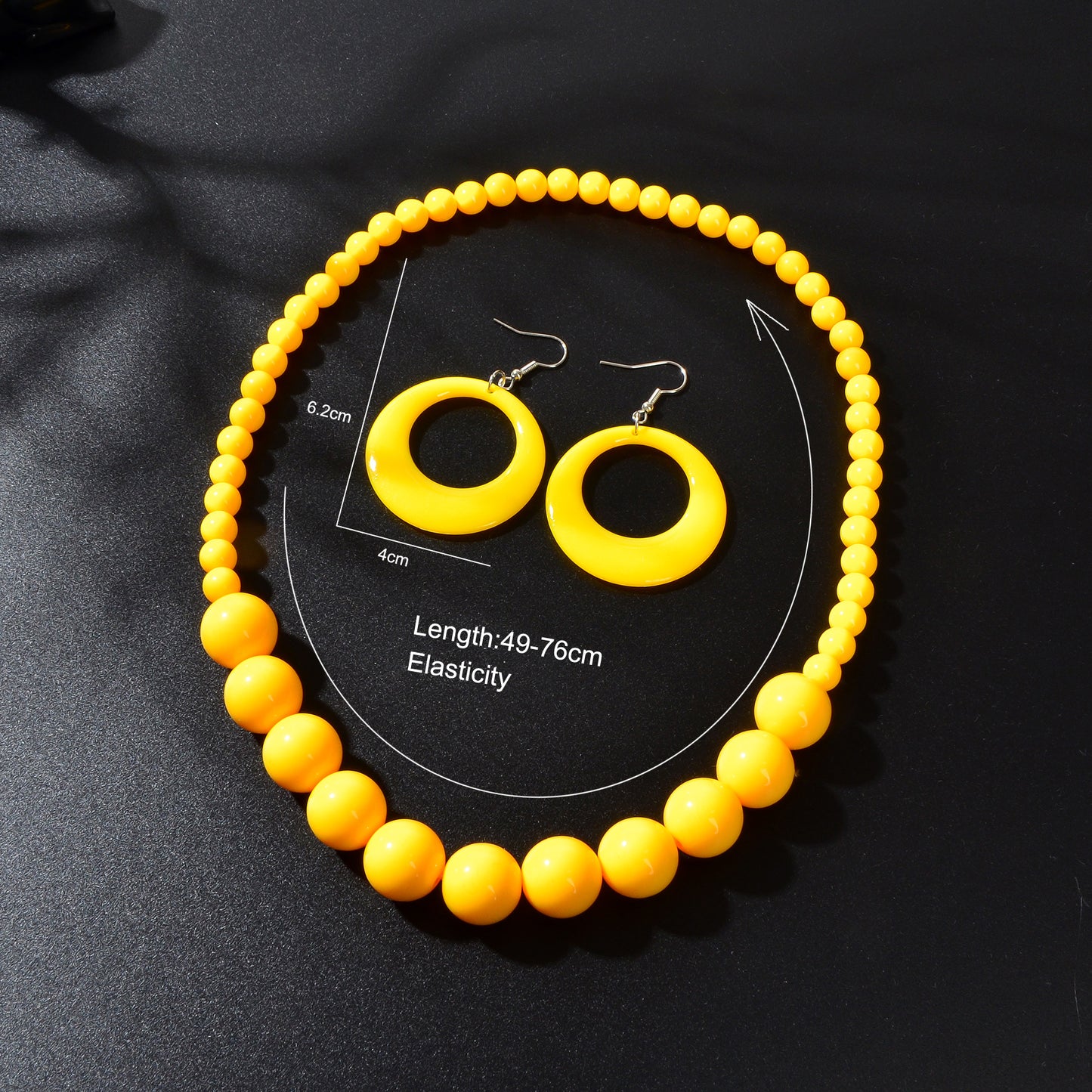 Bohemian Vacation Eye-catching Jewelry set Beads Collar Chunky Necklace and Circle Dangle Earrings Exaggerated Jewelry Set