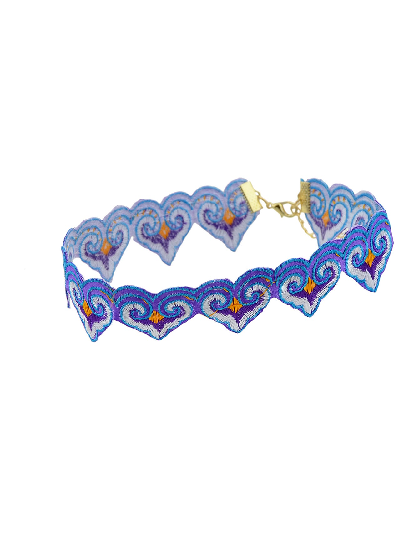 Traditional Jewelry Style Colorful Embroidery Heart Tattoo Choker Women Necklace