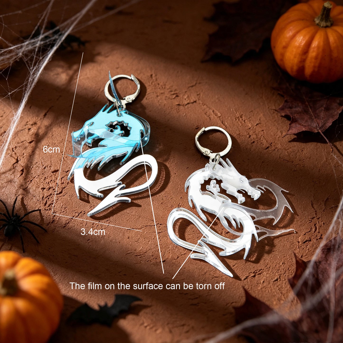 Halloween Acrylic Dragon Dangle Hoop Earring Gothic Spooky Party Cosplay Jewelry
