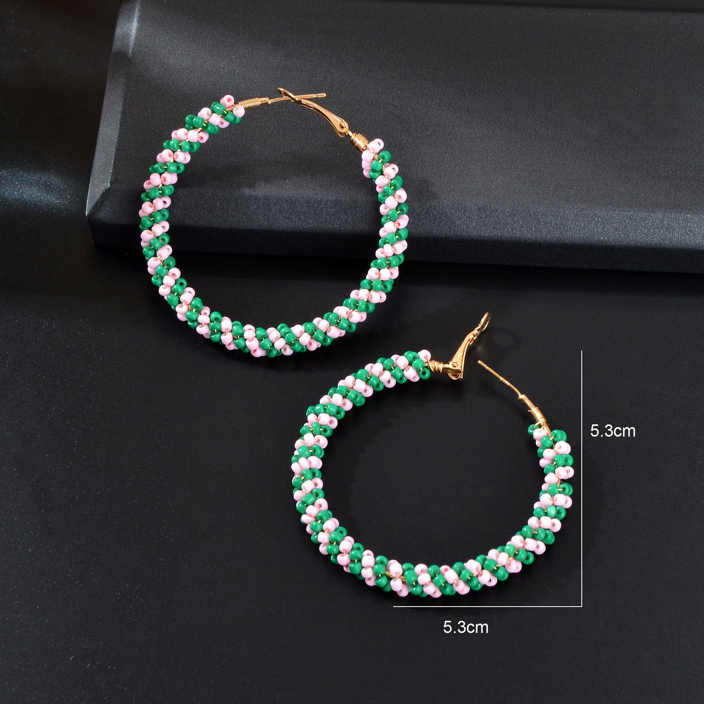 Boho Sweet Colourful Seed Beads Handmade Circle Hoop Earrings for Women Holiday