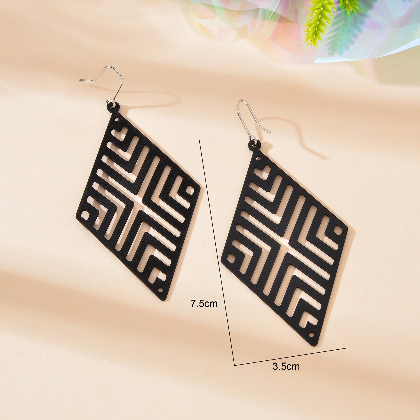 Stylish Cutout Geometric Pendant Earrings Contemporary Hollow Modern Jewellery