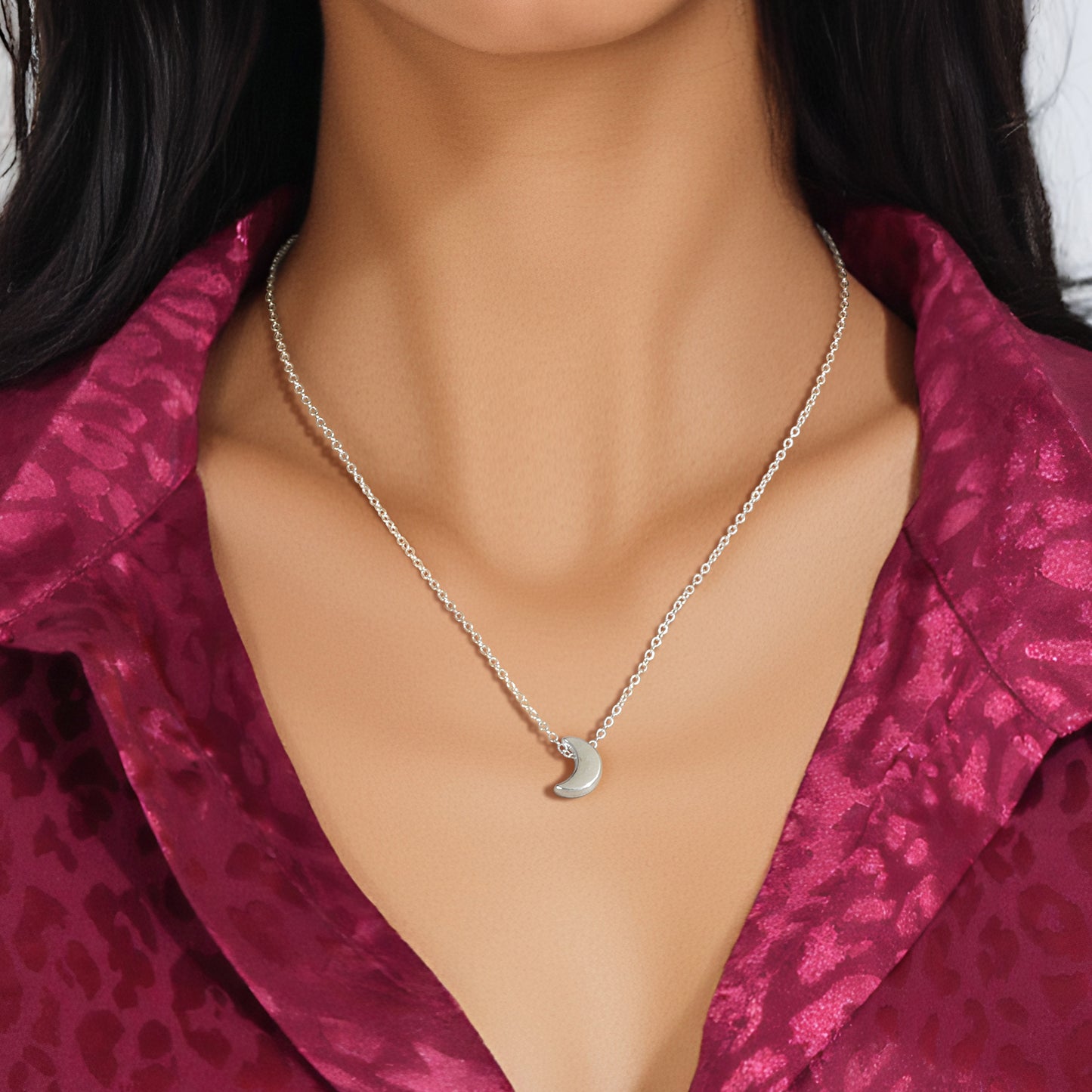 90s Gold Silver Color Chain With Tiny Moon Charm Necklace Jewellery Gifts Choker
