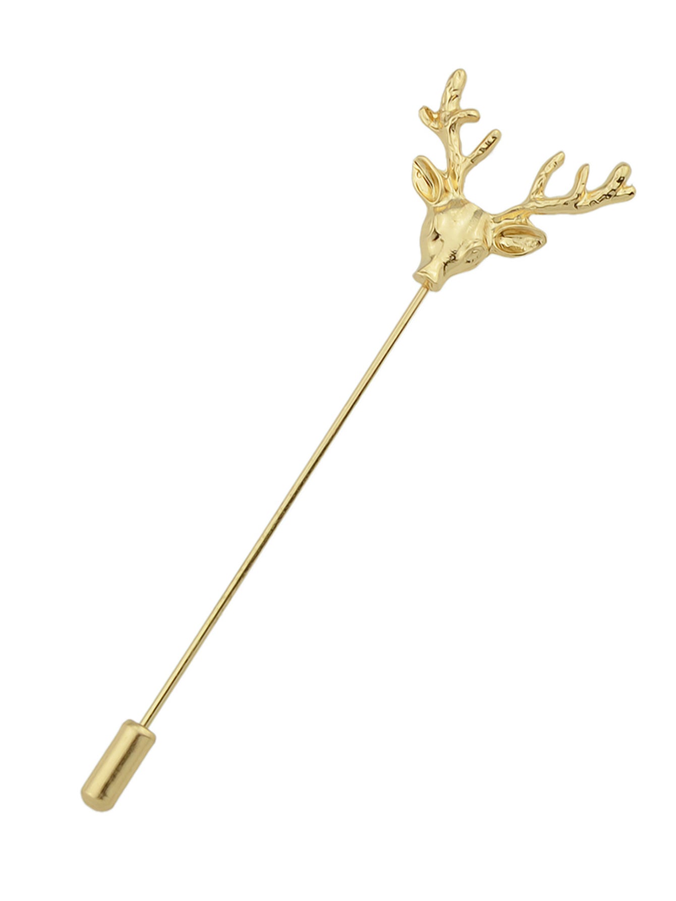 Christmas Reindeer Brooch Elk Deer Head Pins Gold Silver Animal Antlers Long Pin