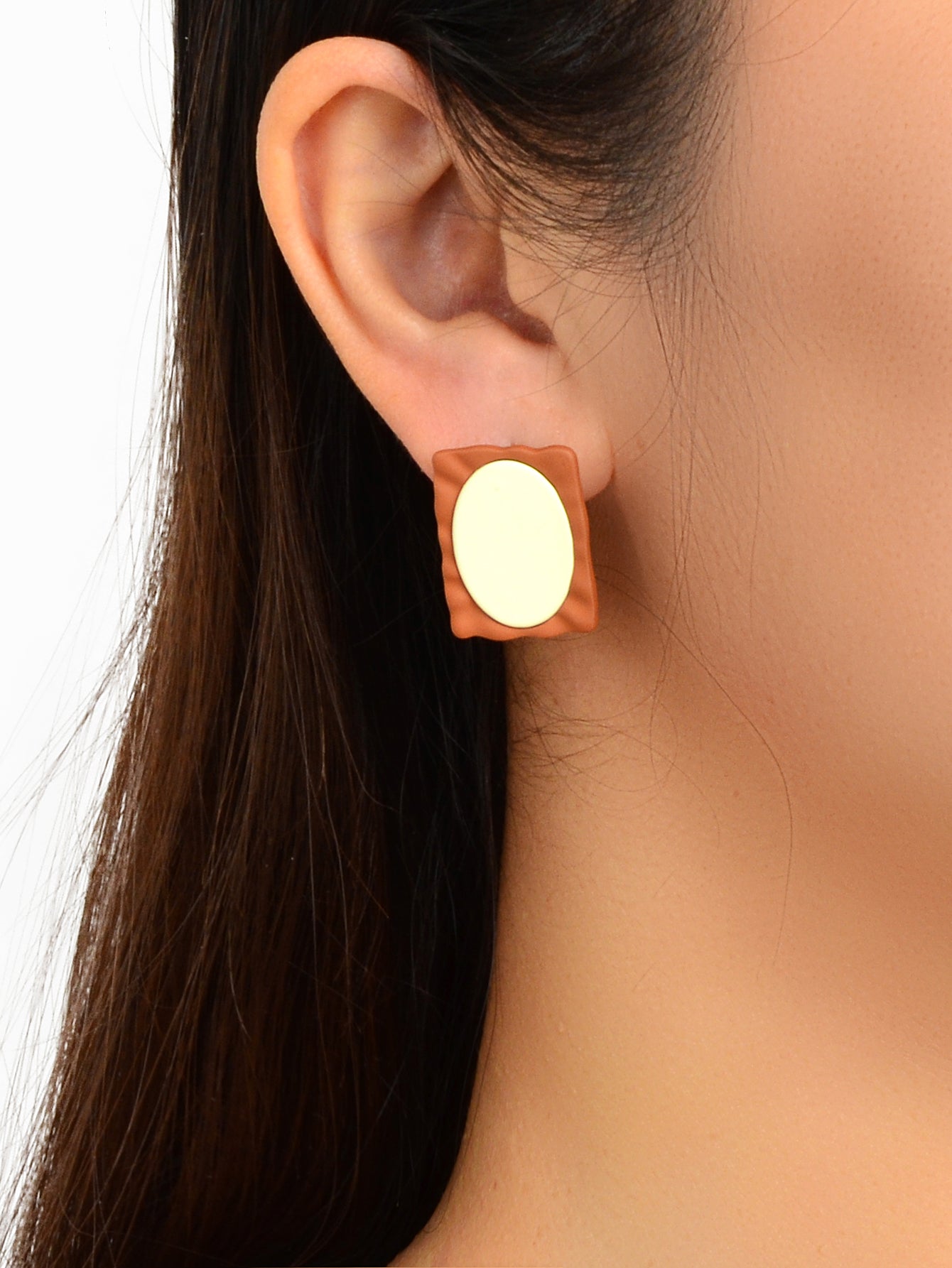 Cream Chocolate Color Square Stud Dainty Earrings Girls Party Jewellery Gift New