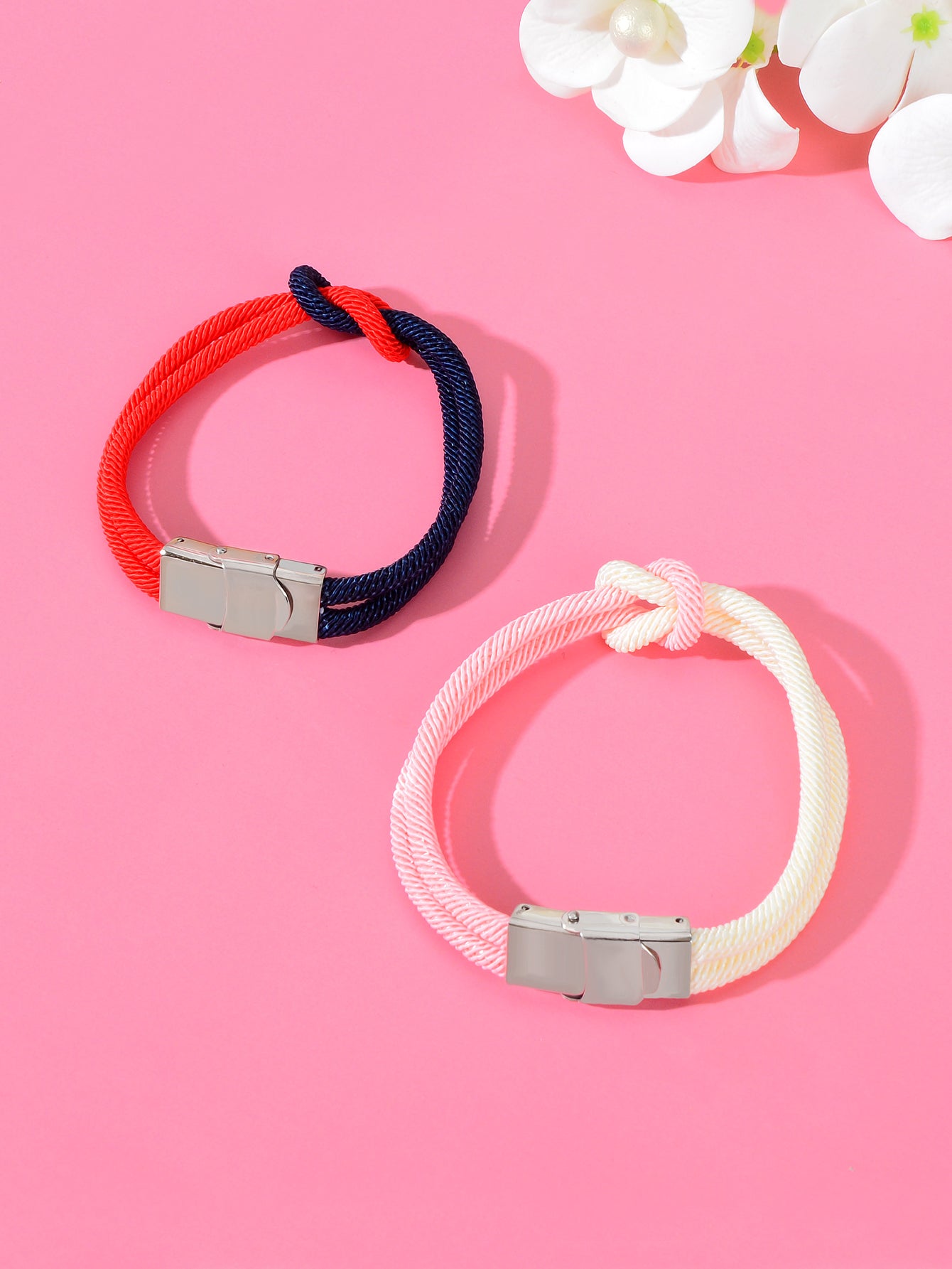 2pcs Valentine's Handmade Knotted Rope Bracelet Matching Couple Best Friend Gift