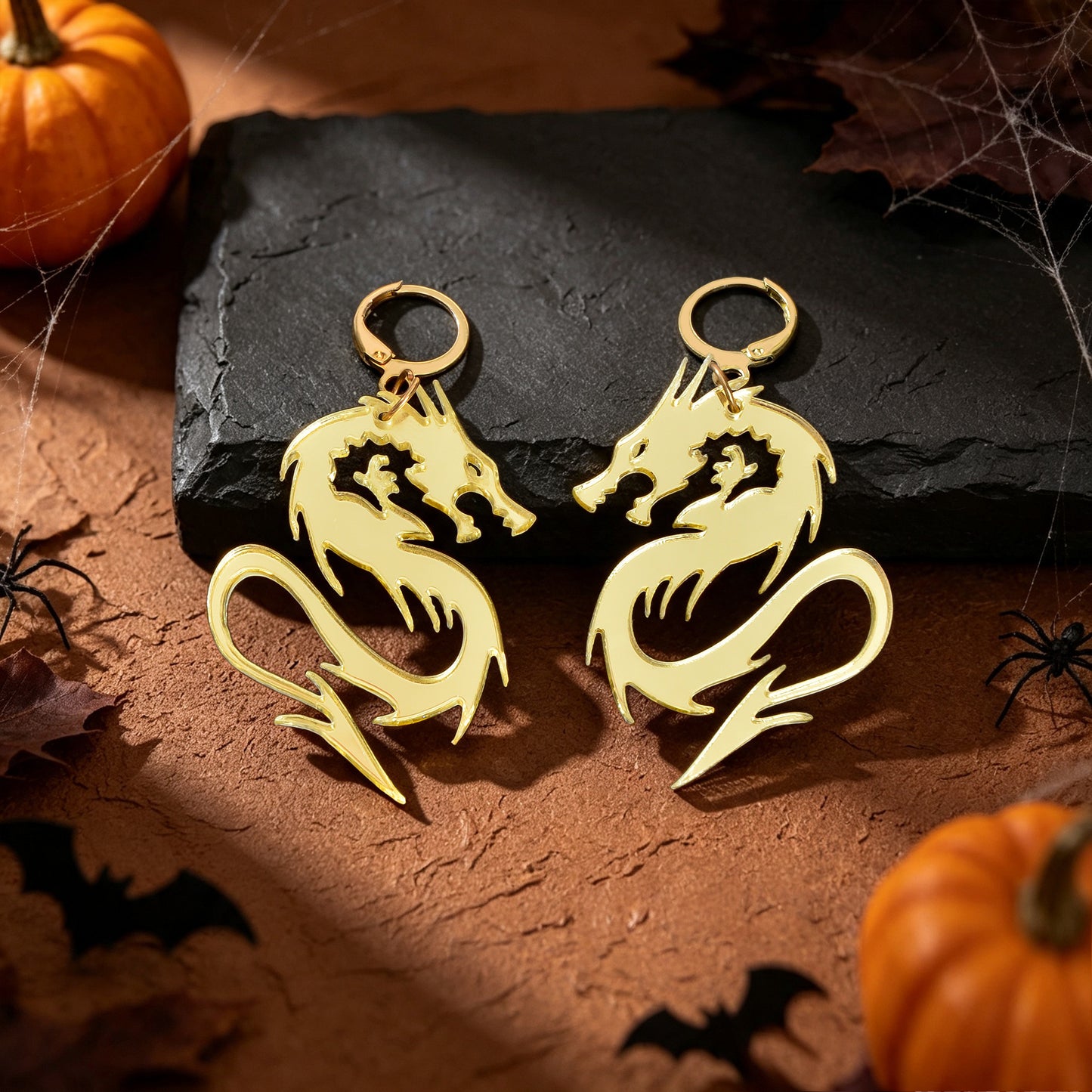 Halloween Acrylic Dragon Dangle Hoop Earring Gothic Spooky Party Cosplay Jewelry