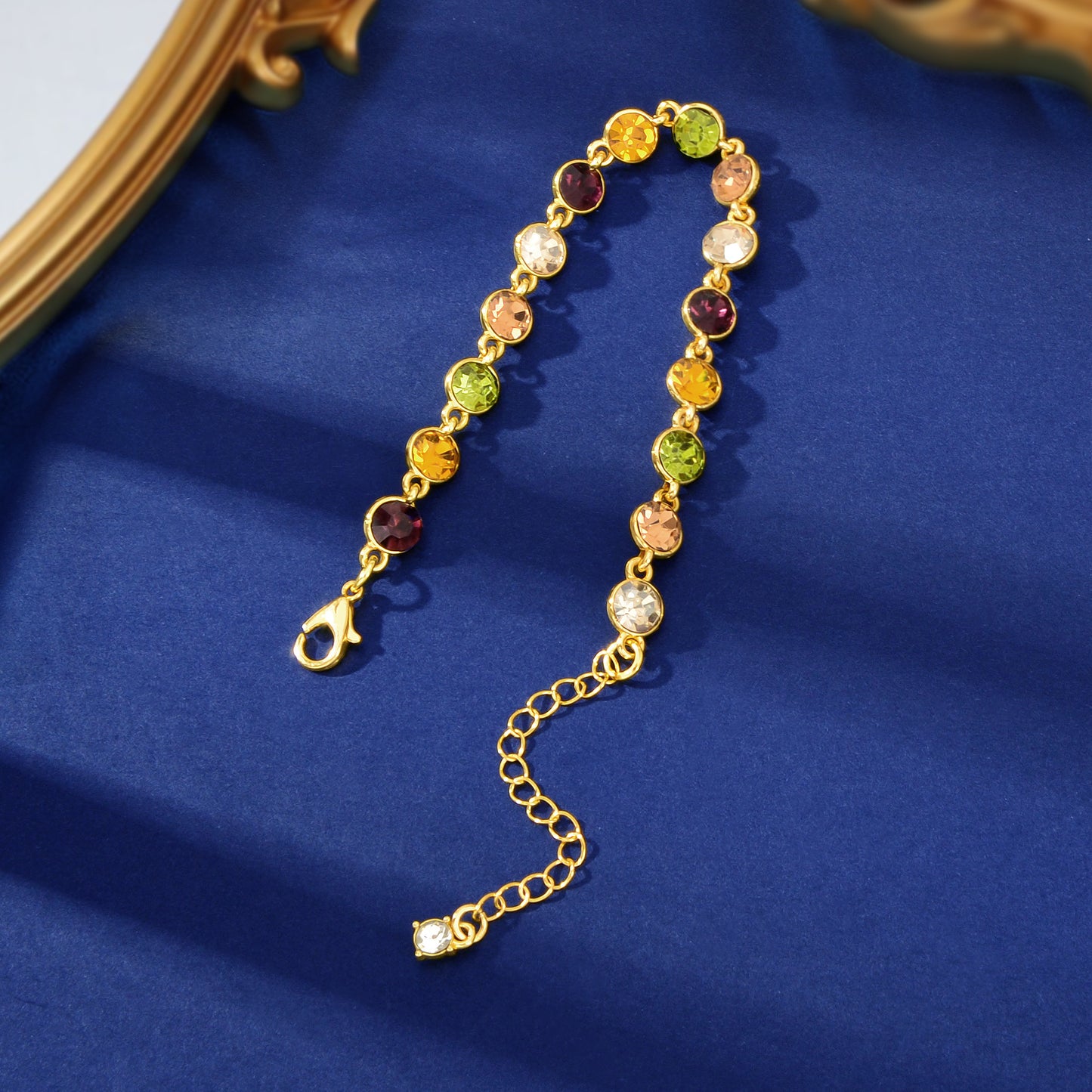 Elegant High Quality Multicolour Rhinestone Decor Bracelet Anniversary Party Prom Jewelry