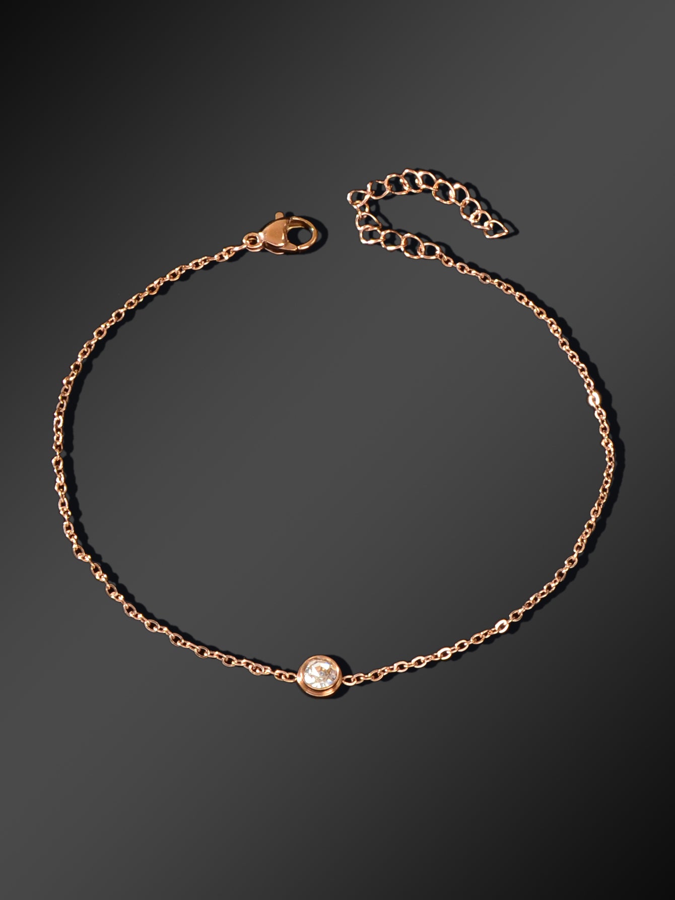 Delicate Summer Beach Rose Gold Chain Rhinstone Charm Anklets Women Jewellery