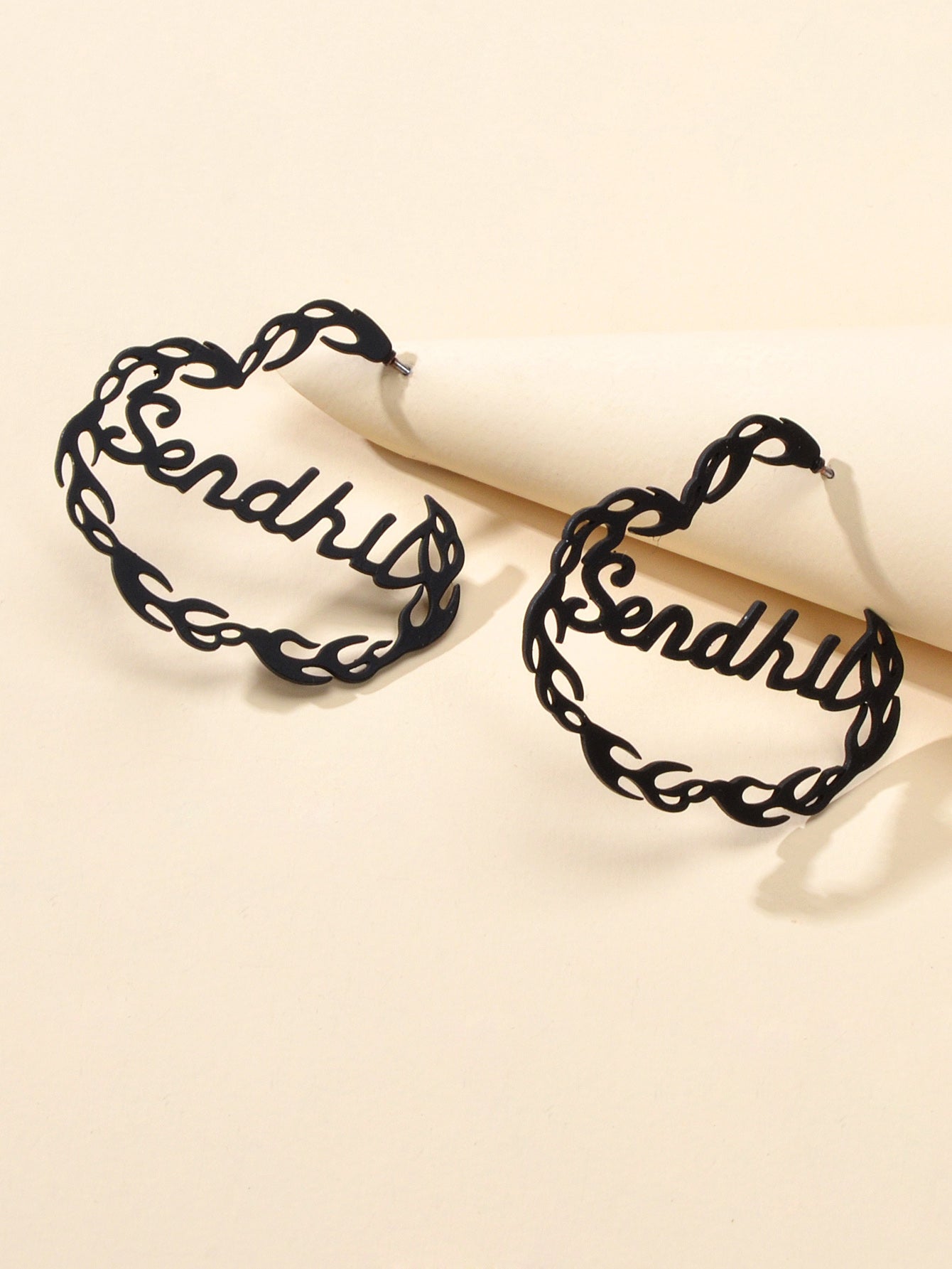 Goth Hip Hop Punk Style Black Hollow Heart Chunky Statement Stud Women Earrings