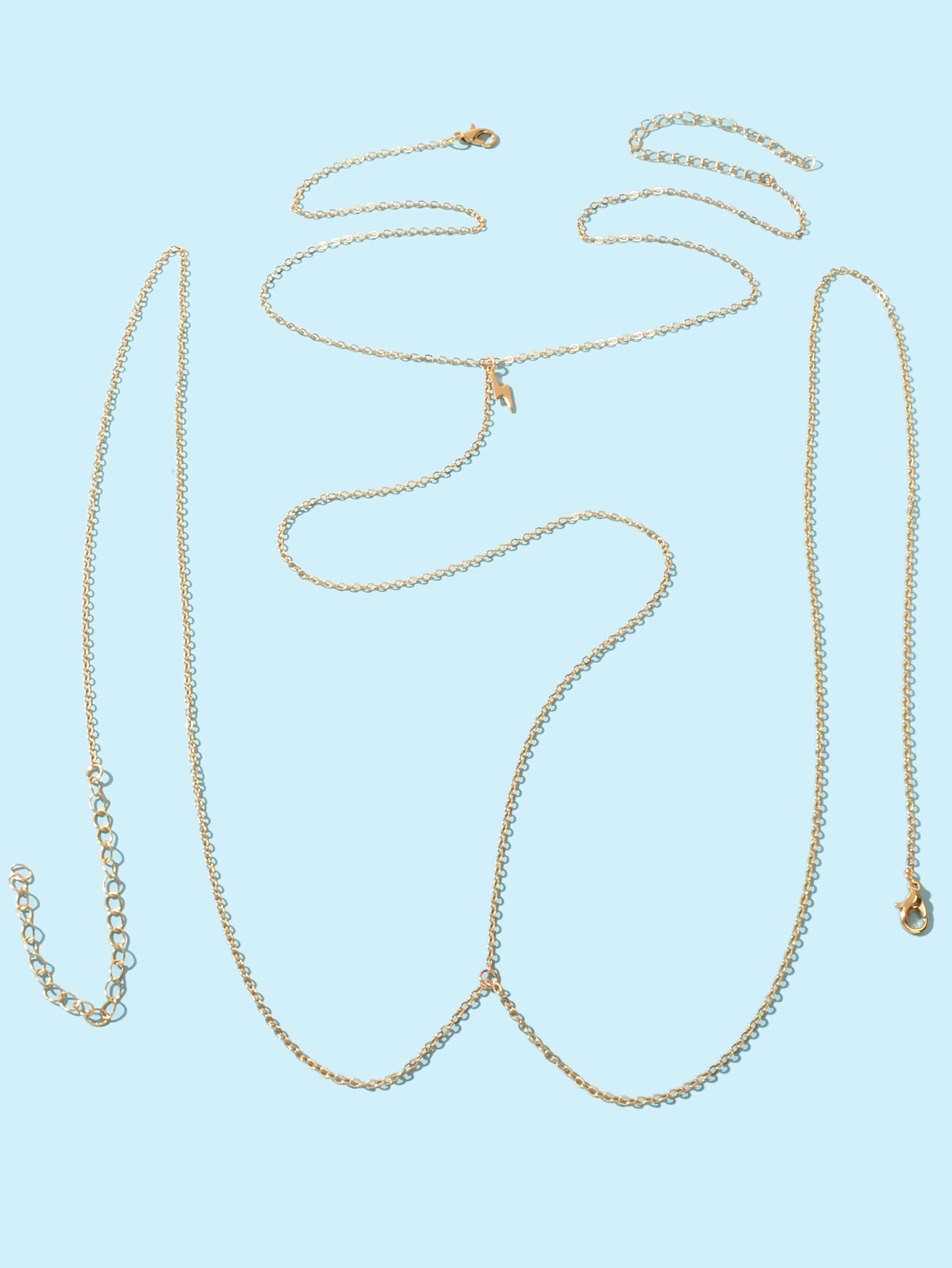 Minimalist Lightning Charm Gold Body Chain Bikini Beach Rave Girl Body Accessory