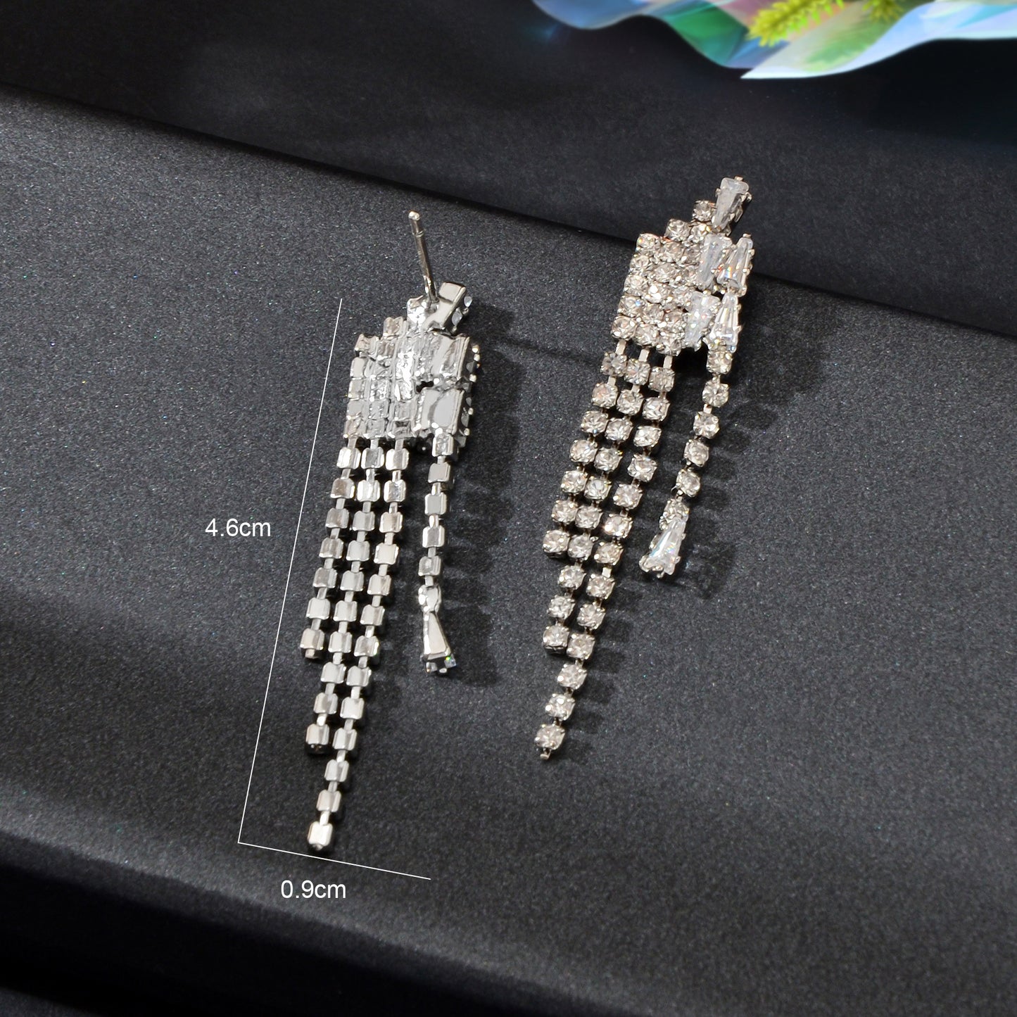 Luxurious Sparkling Rhinestone Tassel Dangle Earrings Stunning Wedding Prom Banquet Jewelry