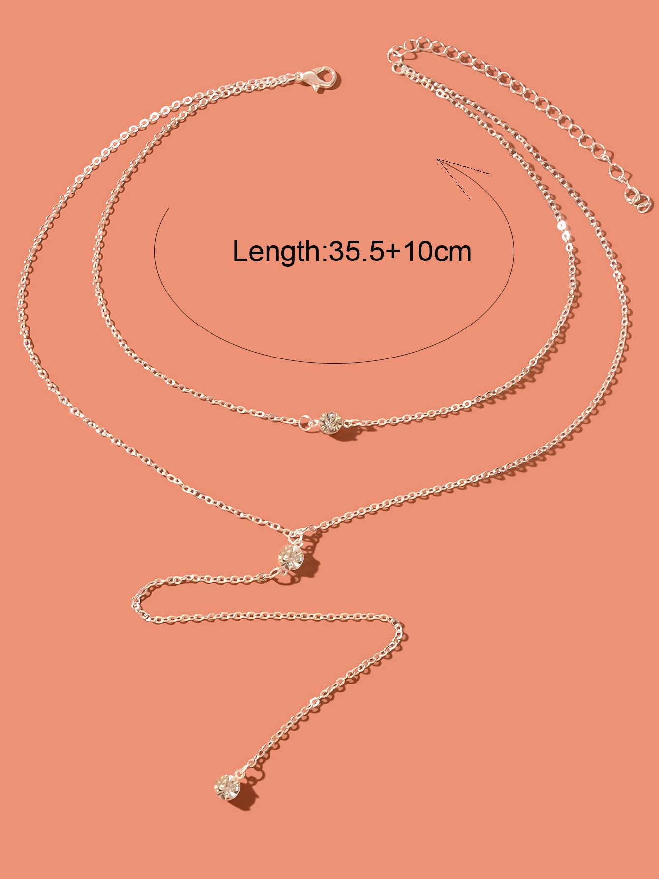 Boho Chic Rhinestone Silver Double layer Chain Y-Drop Long Pendant Necklace Gift