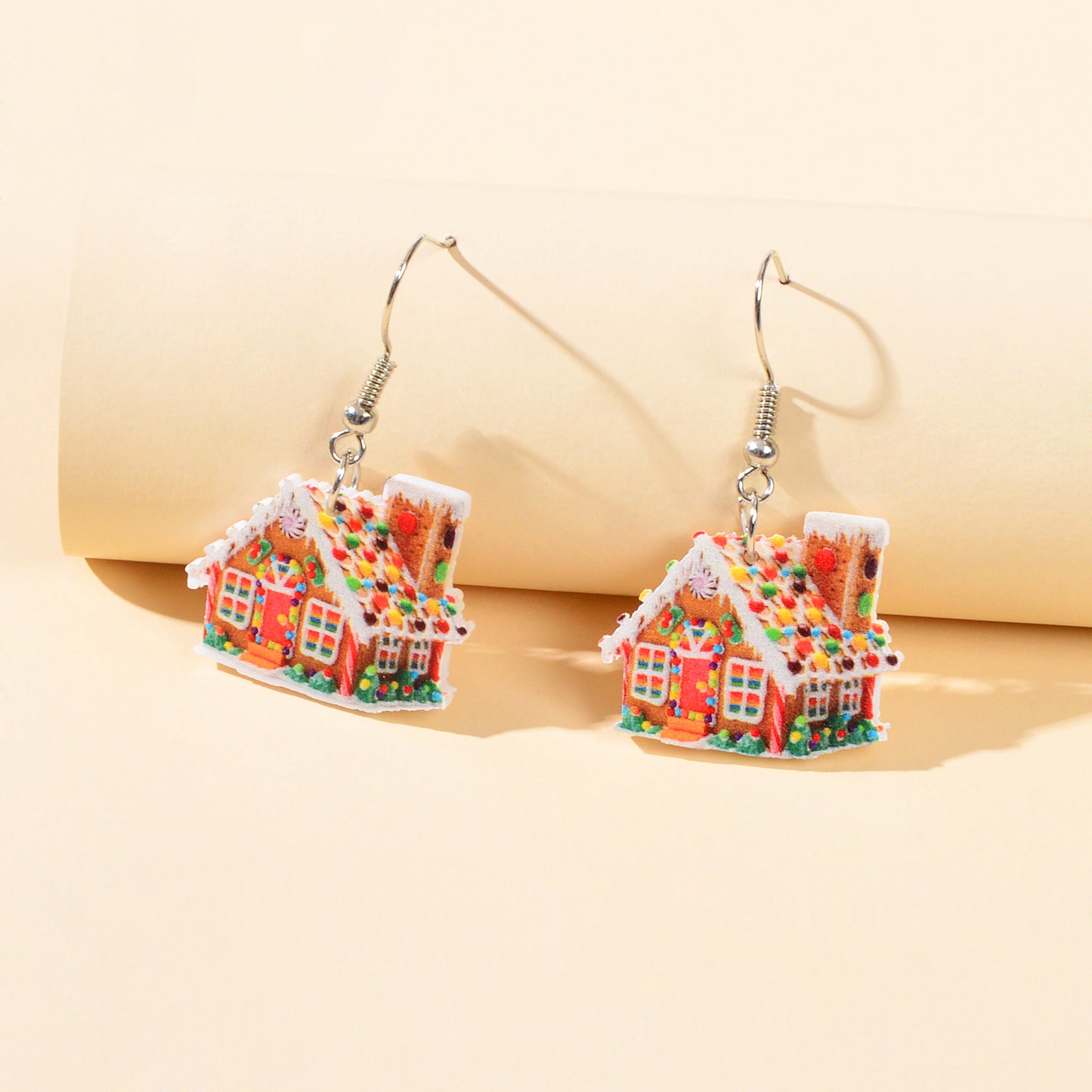 Colorful Christmas Jewellery Snow House Drop Dangle Earrings Party Festival Gift