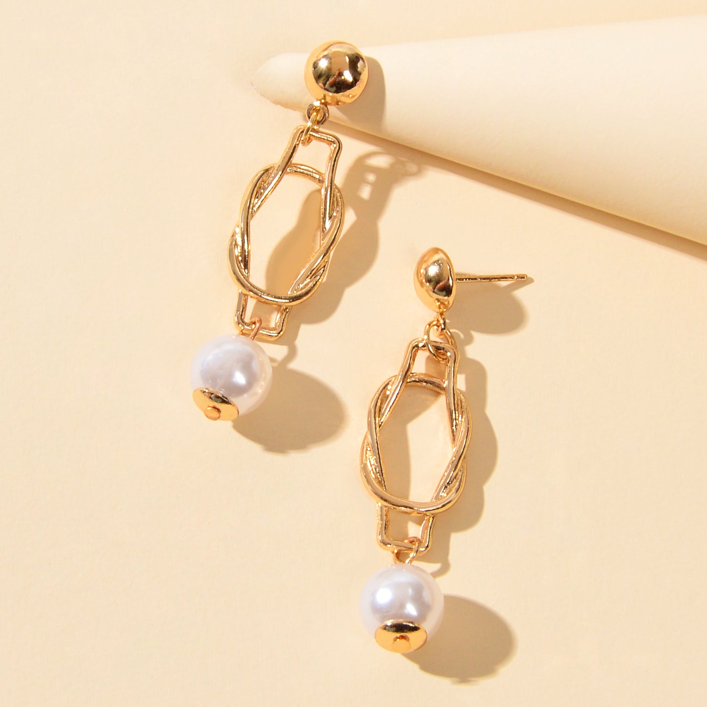 Elegant Jewellery Pearl Beads Gold Lock Pendant Earrings for Women Wedding Party
